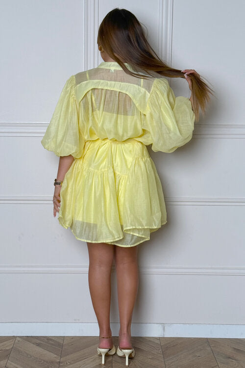 Robe Manches Ballon + Ceinture Femme
