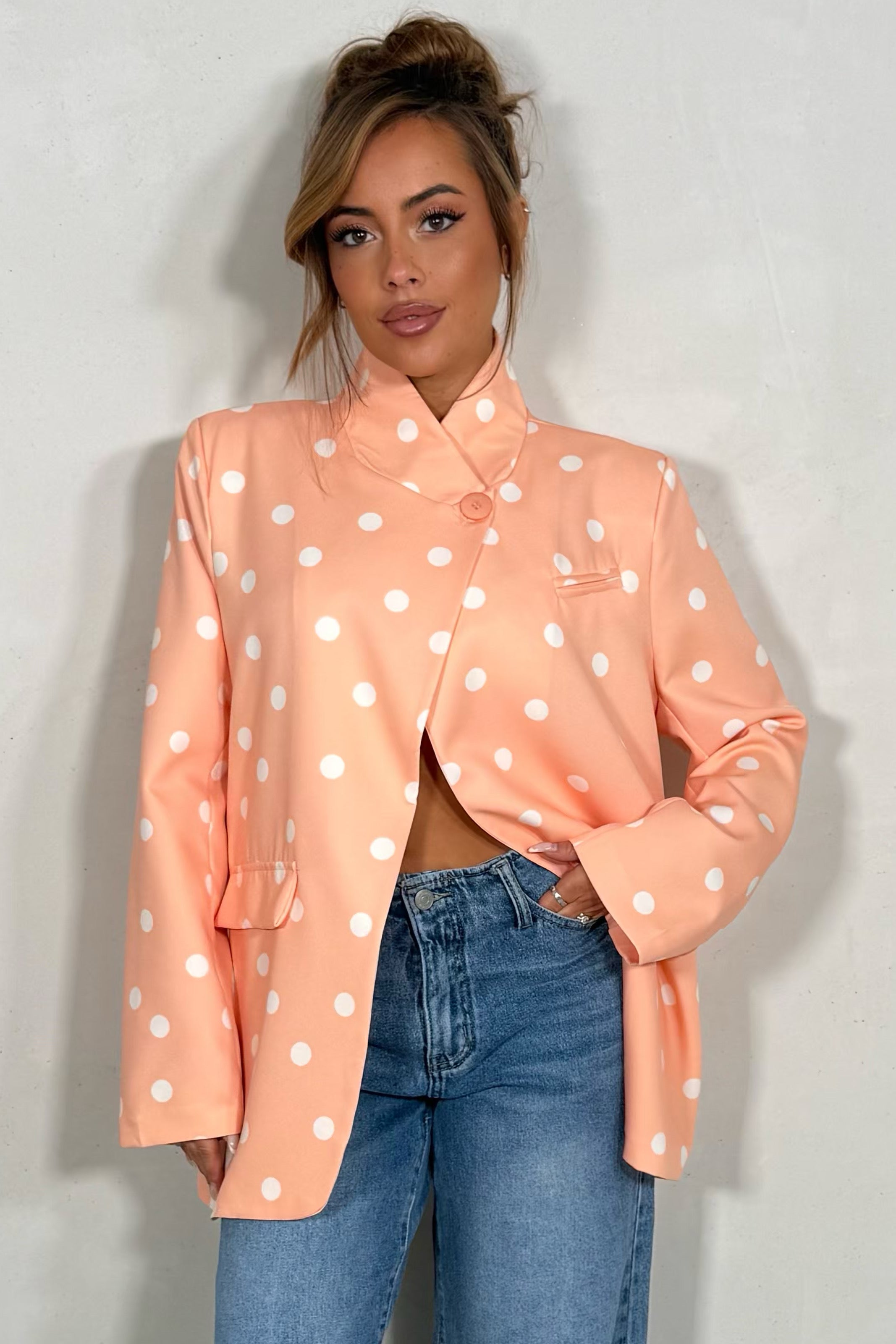Blazer croisé à pois femme