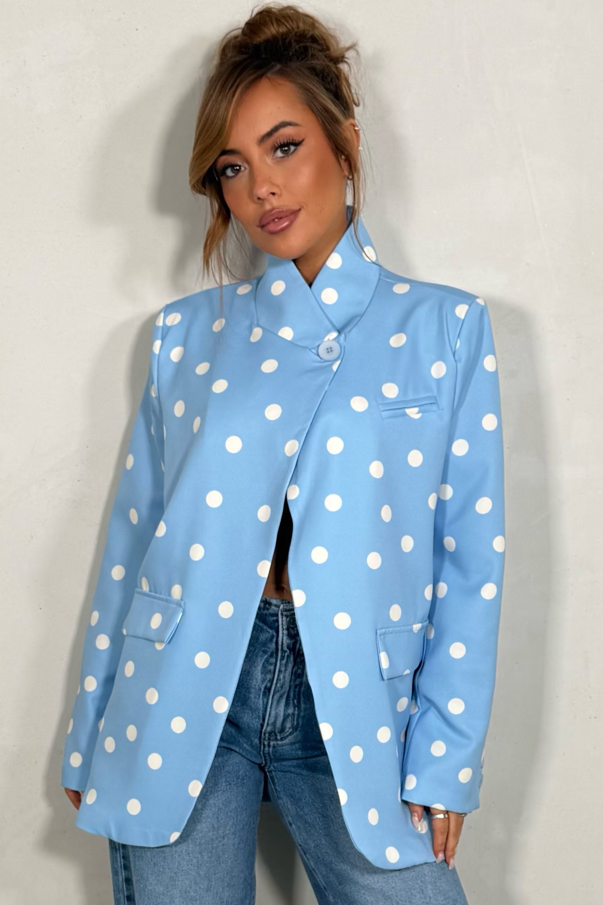 Blazer croisé à pois femme