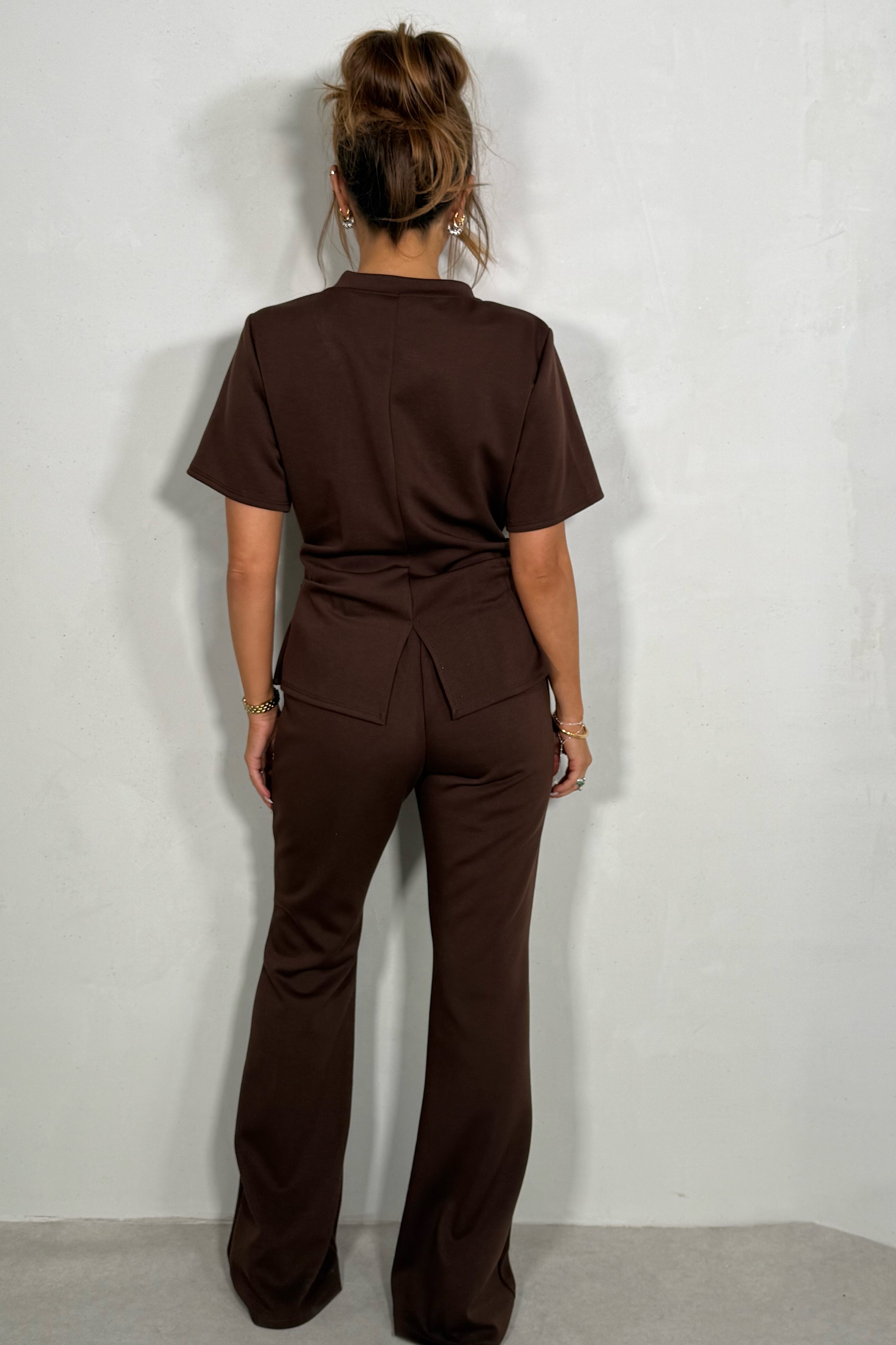 Ensemble top et pantalon évasé femme