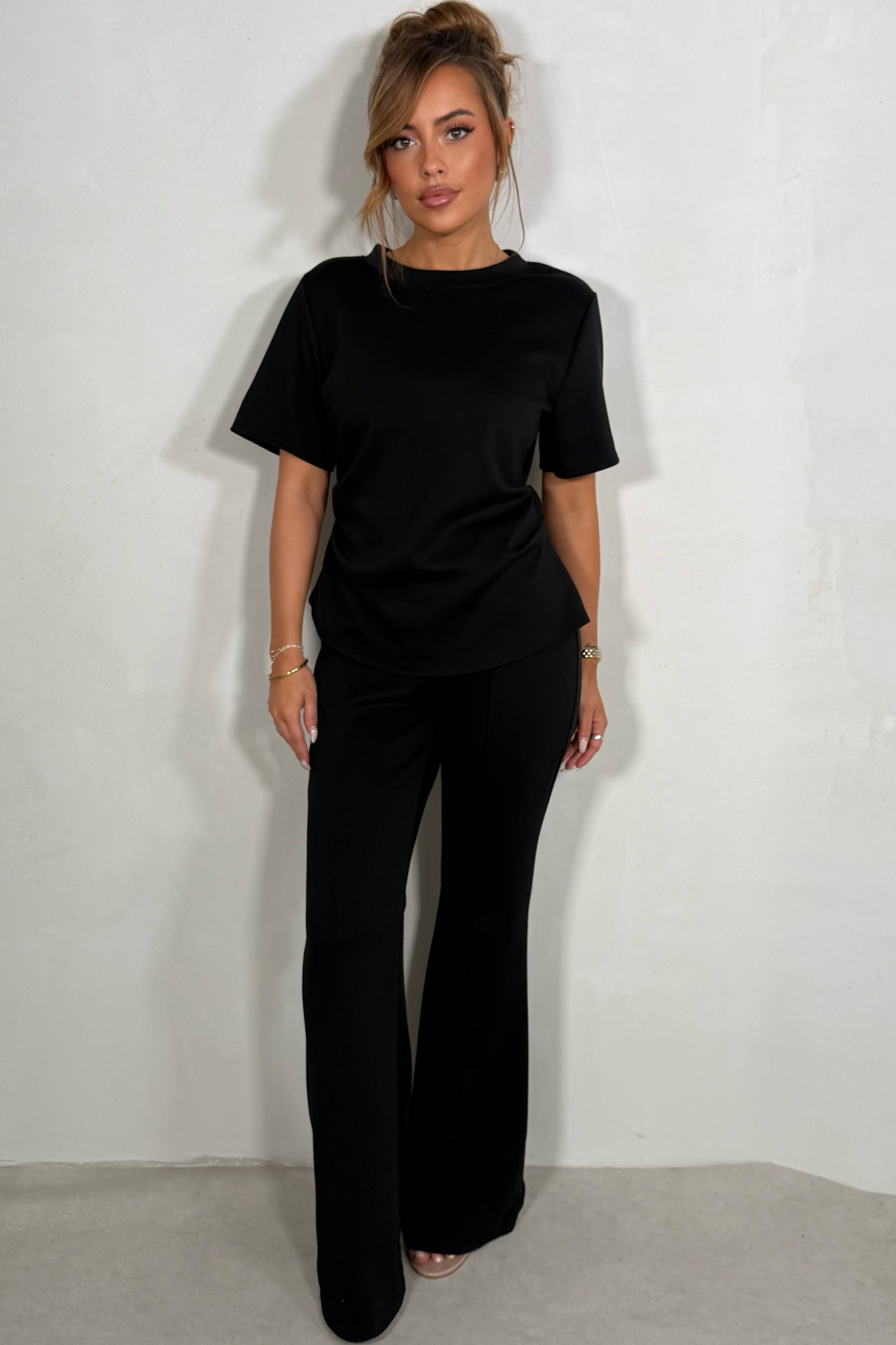 Ensemble top et pantalon évasé femme