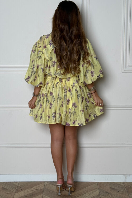 Robe Bouffante Col Mao + Ceinture Femme