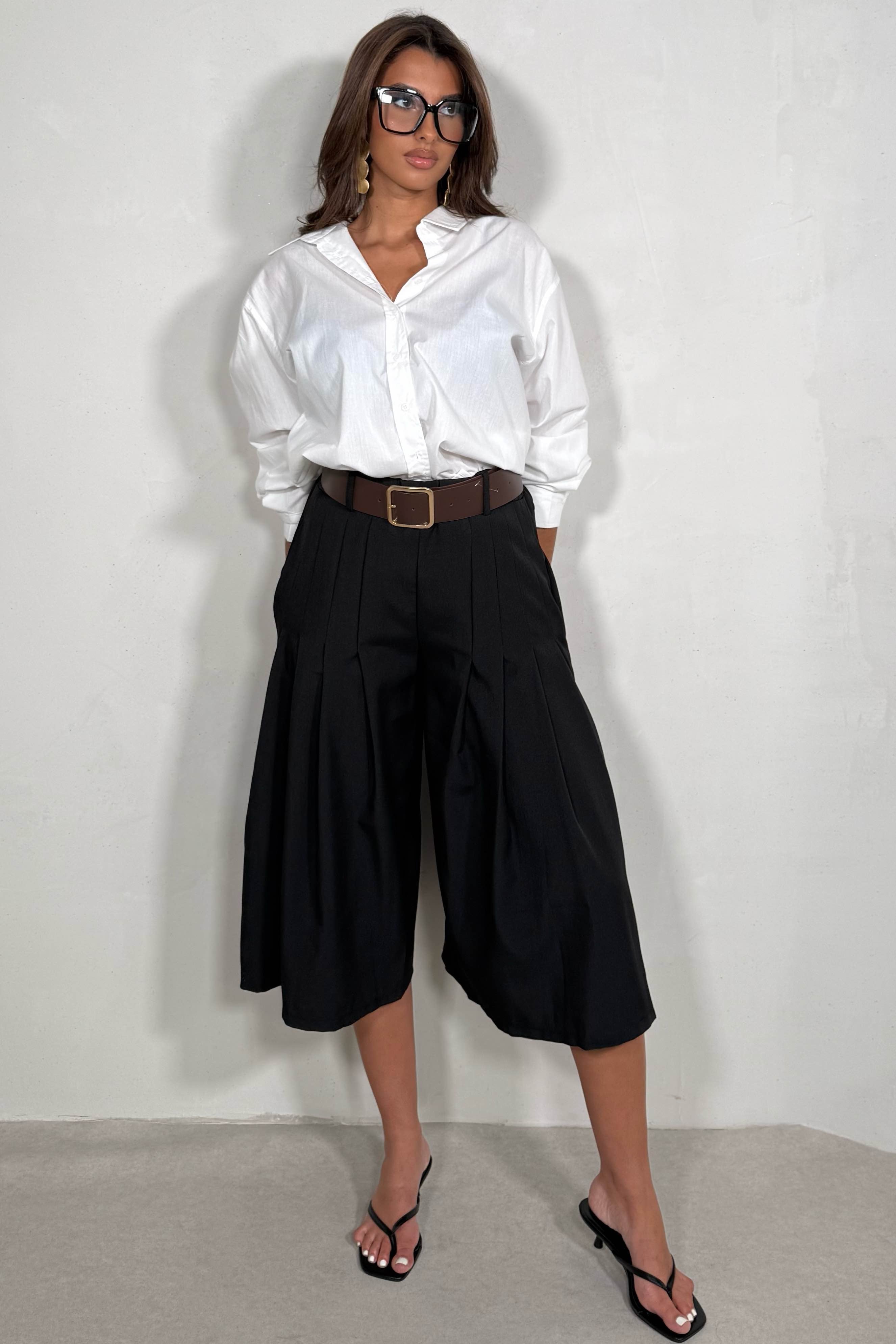 Bermuda plissé avec ceinture femme