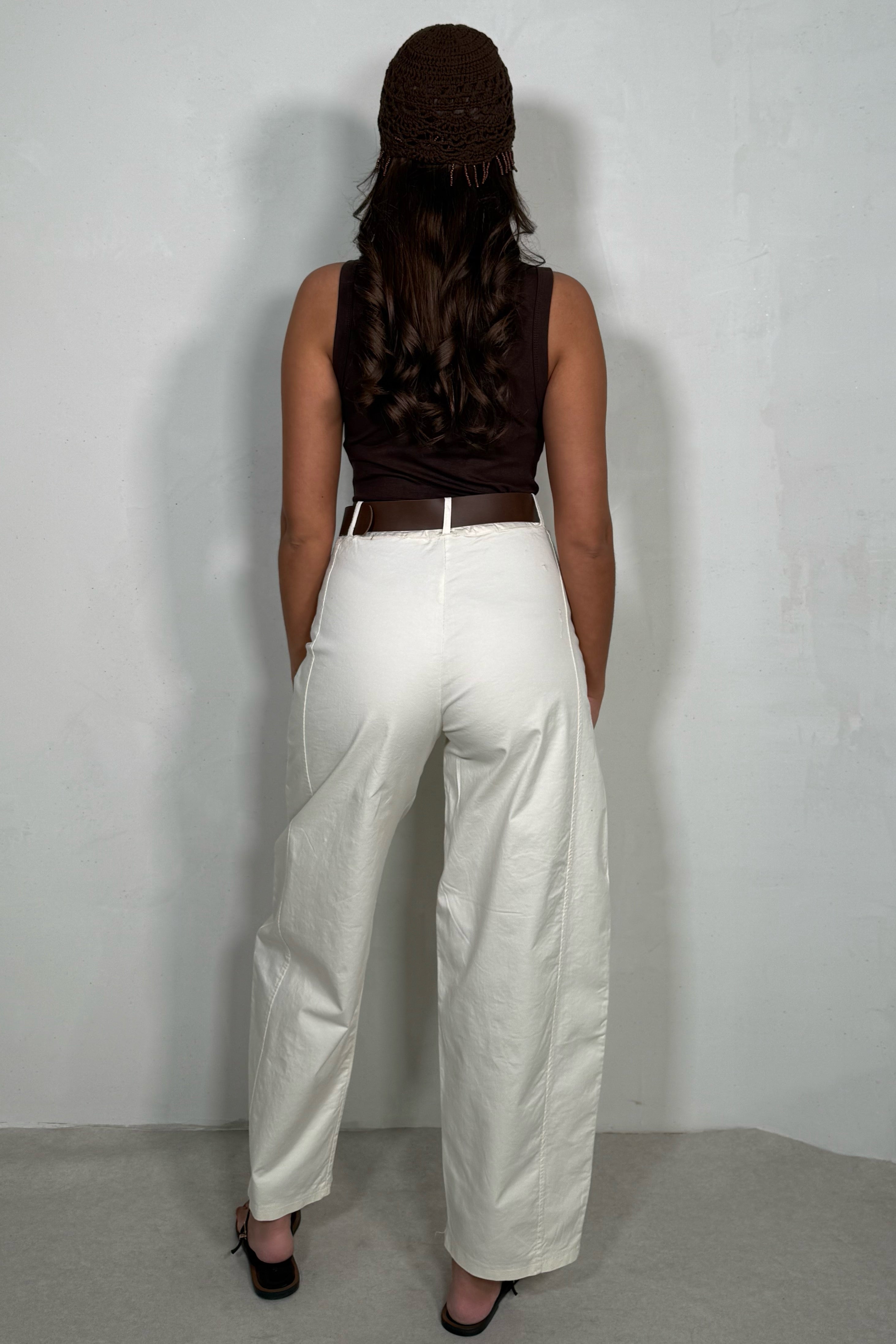 Pantalon barrel avec ceinture femme