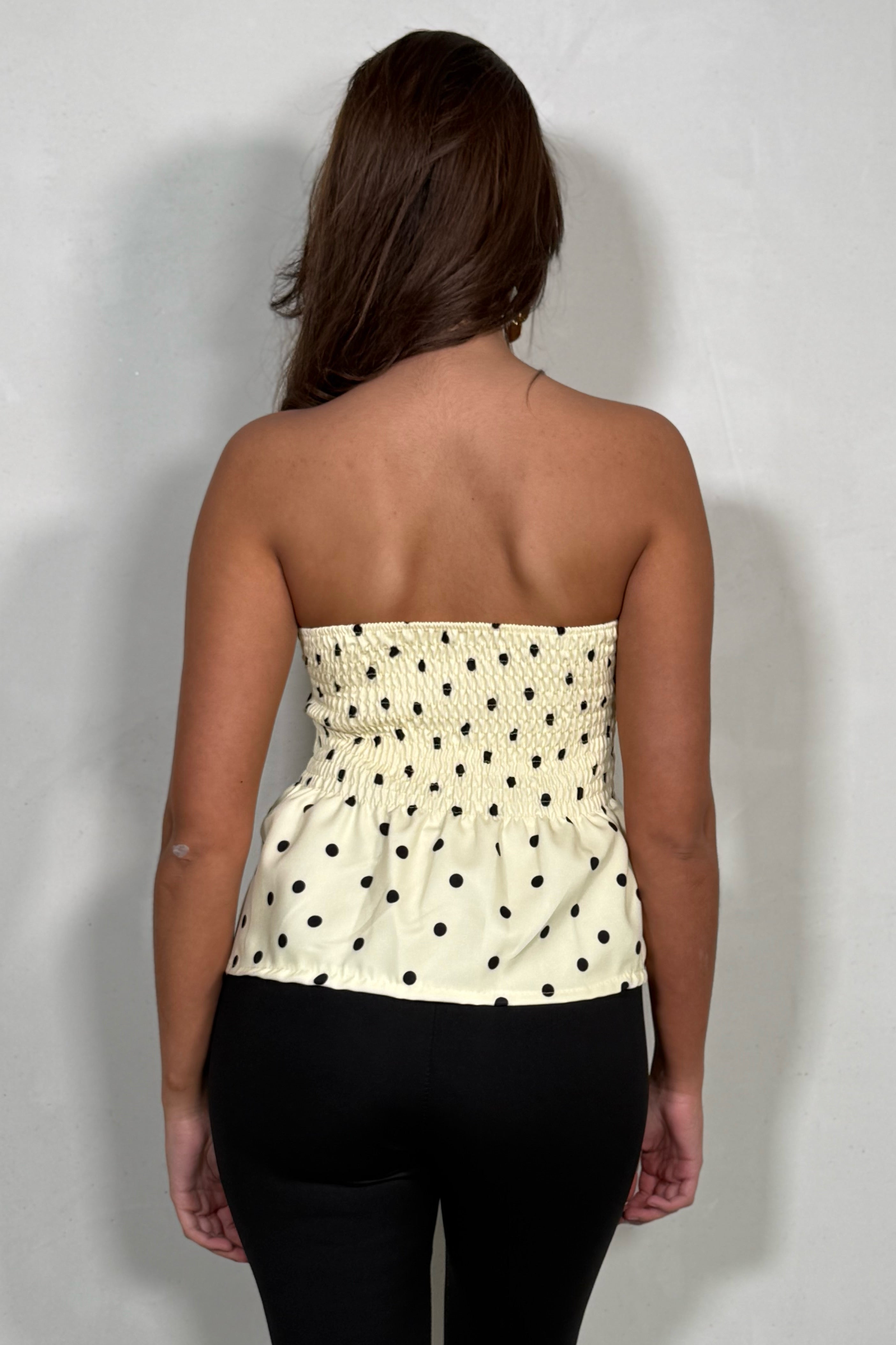Top Bustier à Pois – Charme Rétro & Confort Stretch