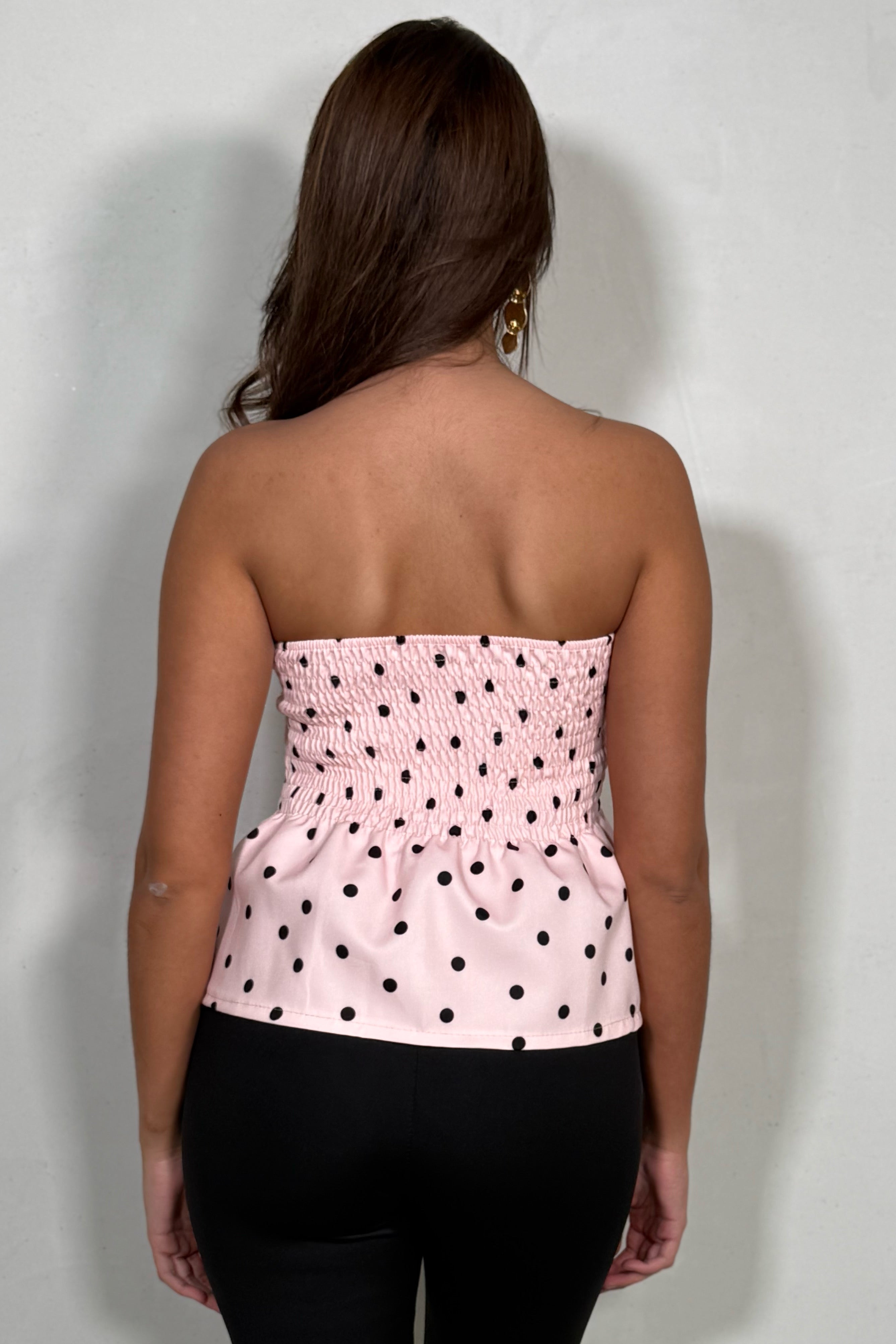 Top Bustier à Pois – Charme Rétro & Confort Stretch