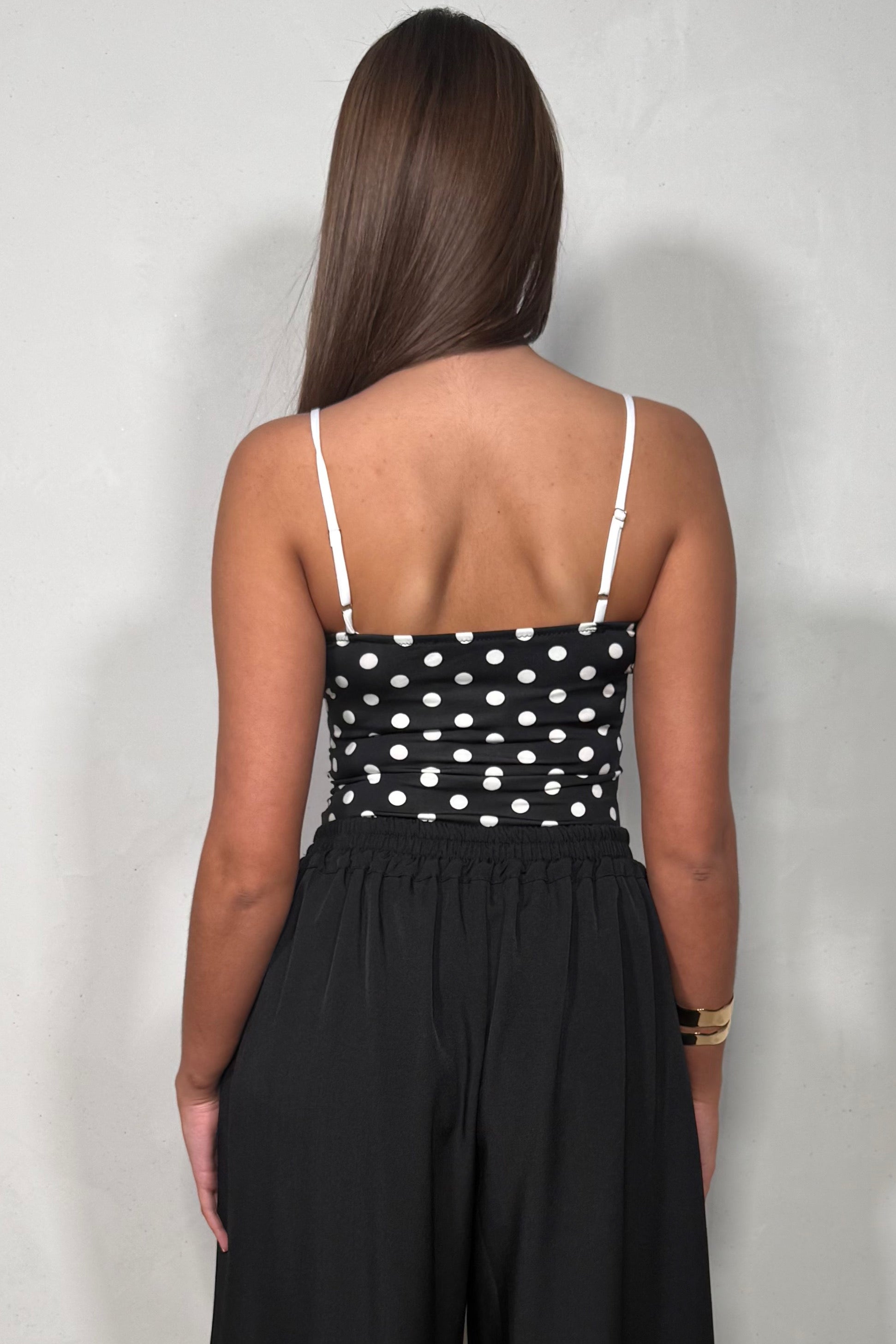 Body Femme À Pois Fine Bretelles Ajusté