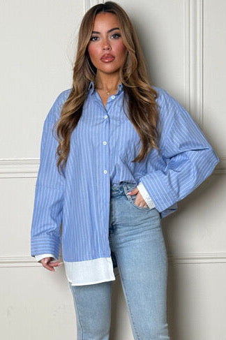 Chemise Rayures à Revers Doublé