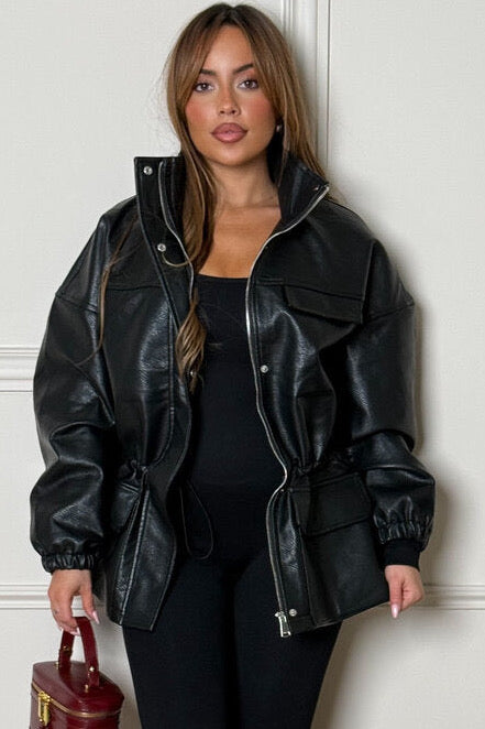 Blouson Simili Cuir Cintrée Femme - Style Moderne et Élégant