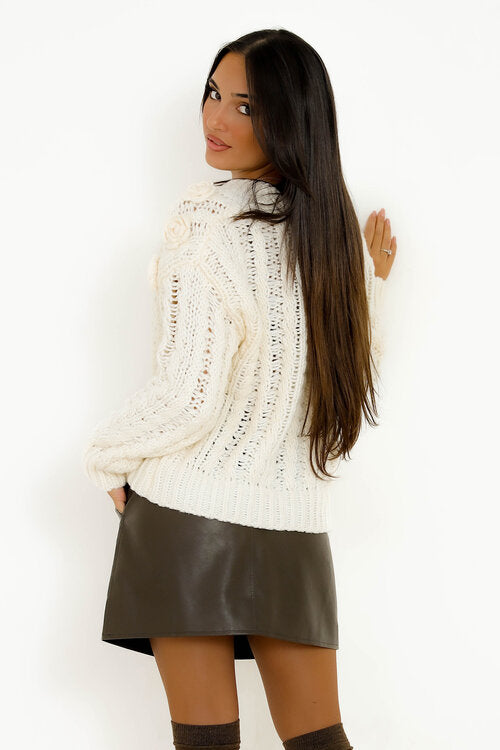 Gilet Torsades + Fleurs Femme