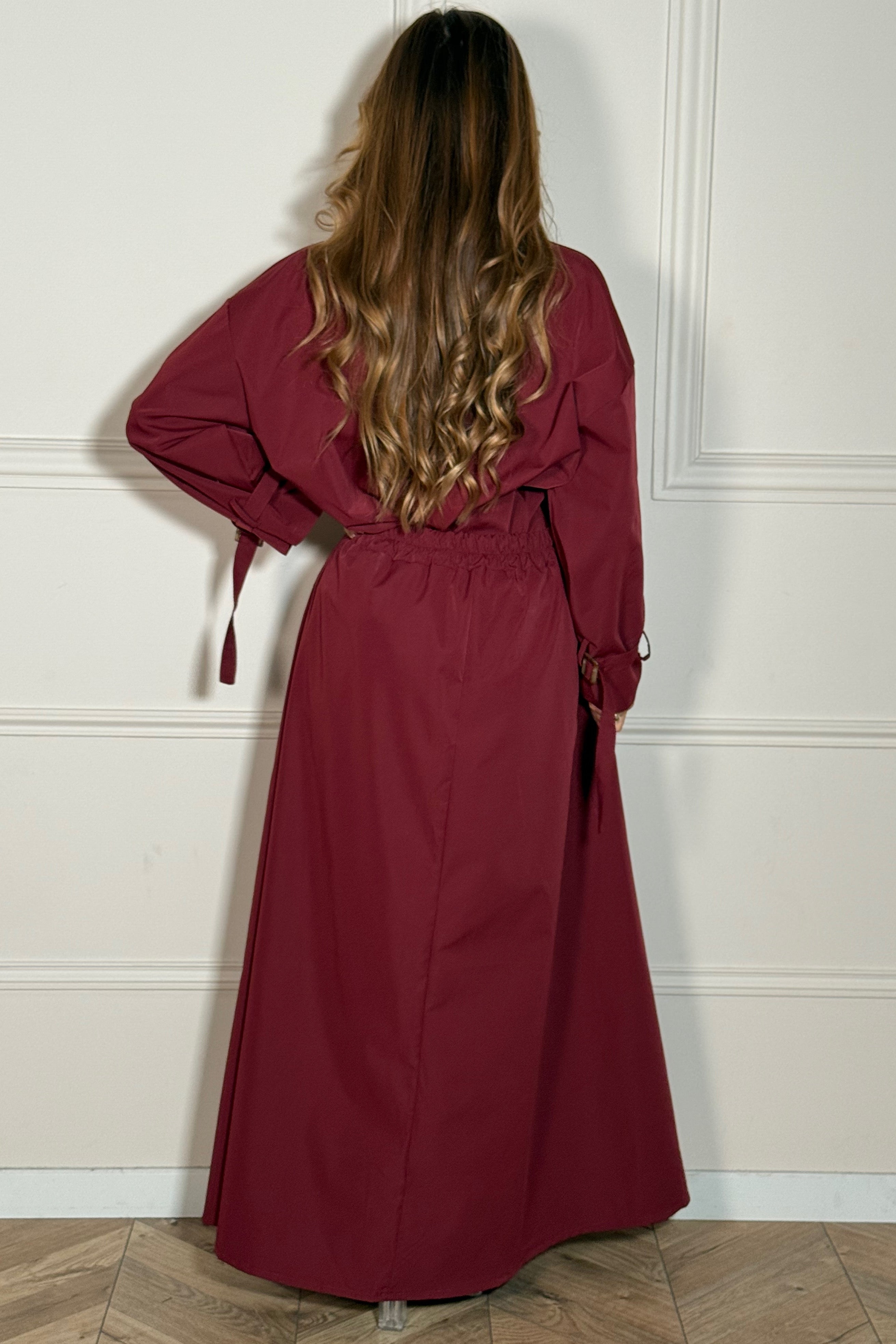 Ensemble Élégant Trench Coat et Jupe Large Femme - Style Parisien Chic