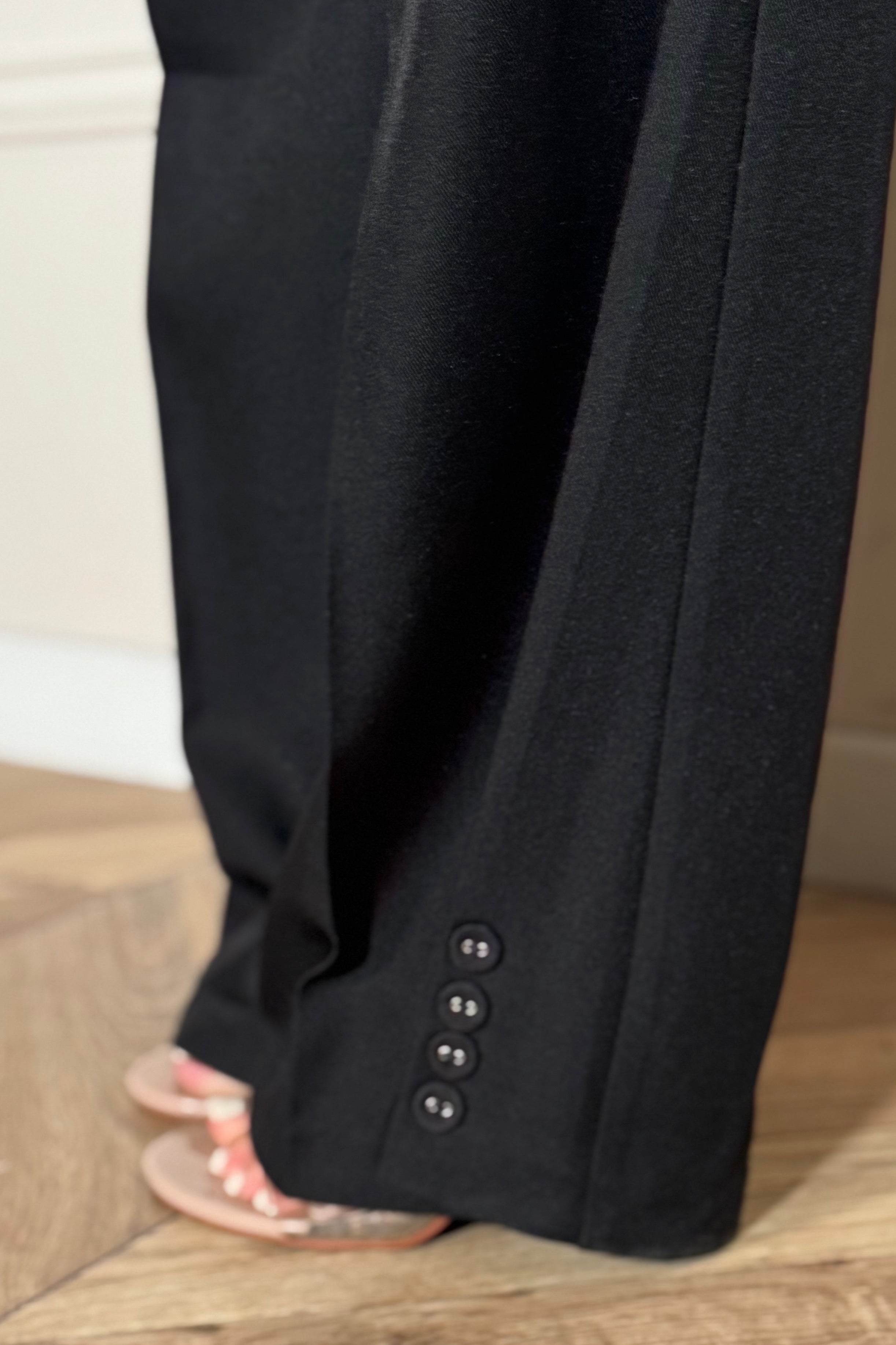 Pantalon à Pinces Élégant avec Bas Boutonné - Style Féminin Chic