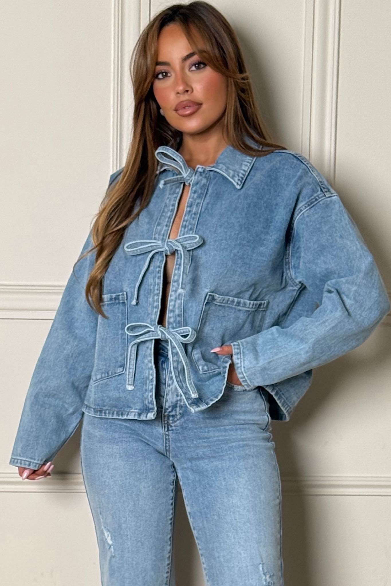 Veste Denim + Nœuds Femme