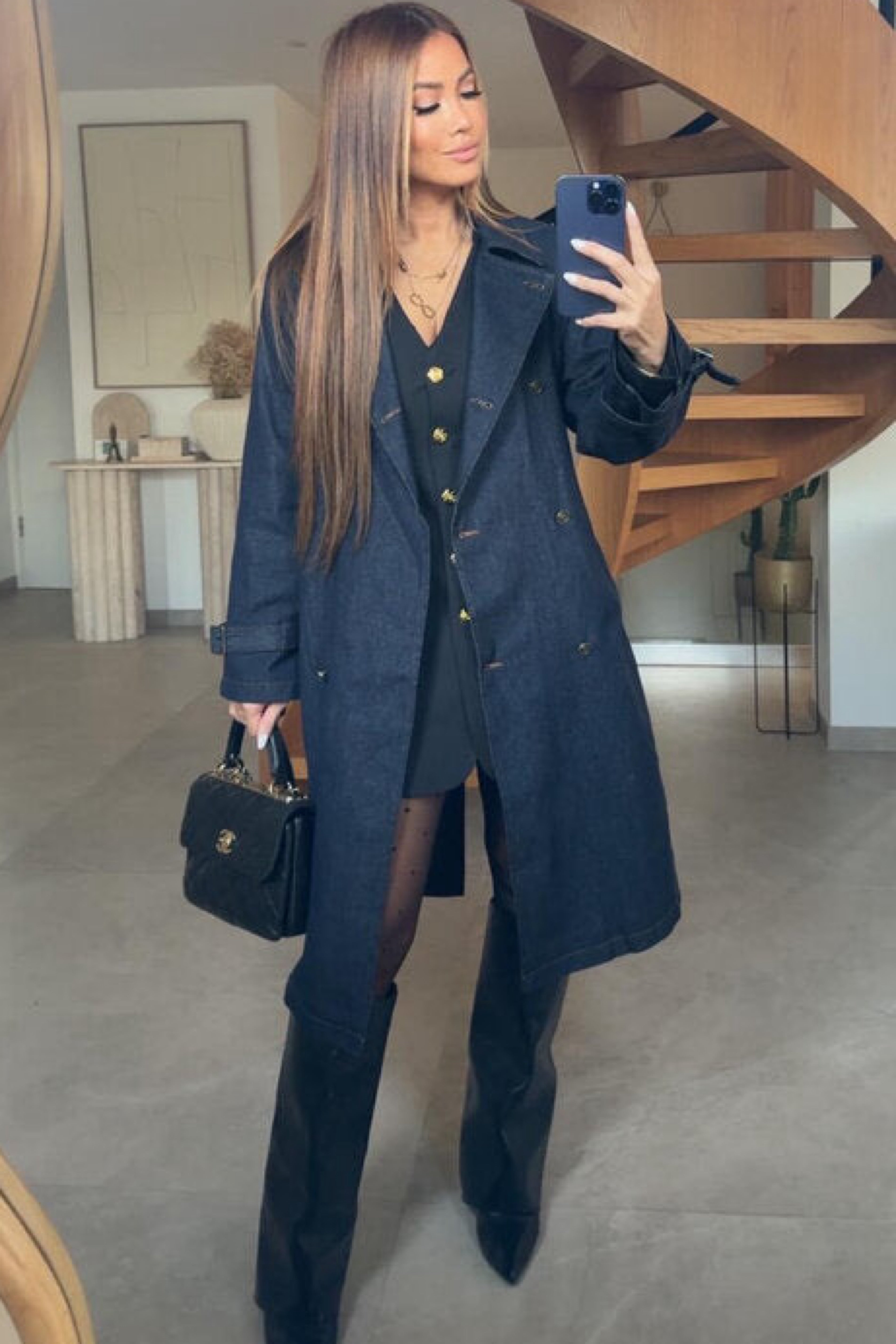 Trench Mi Long Denim