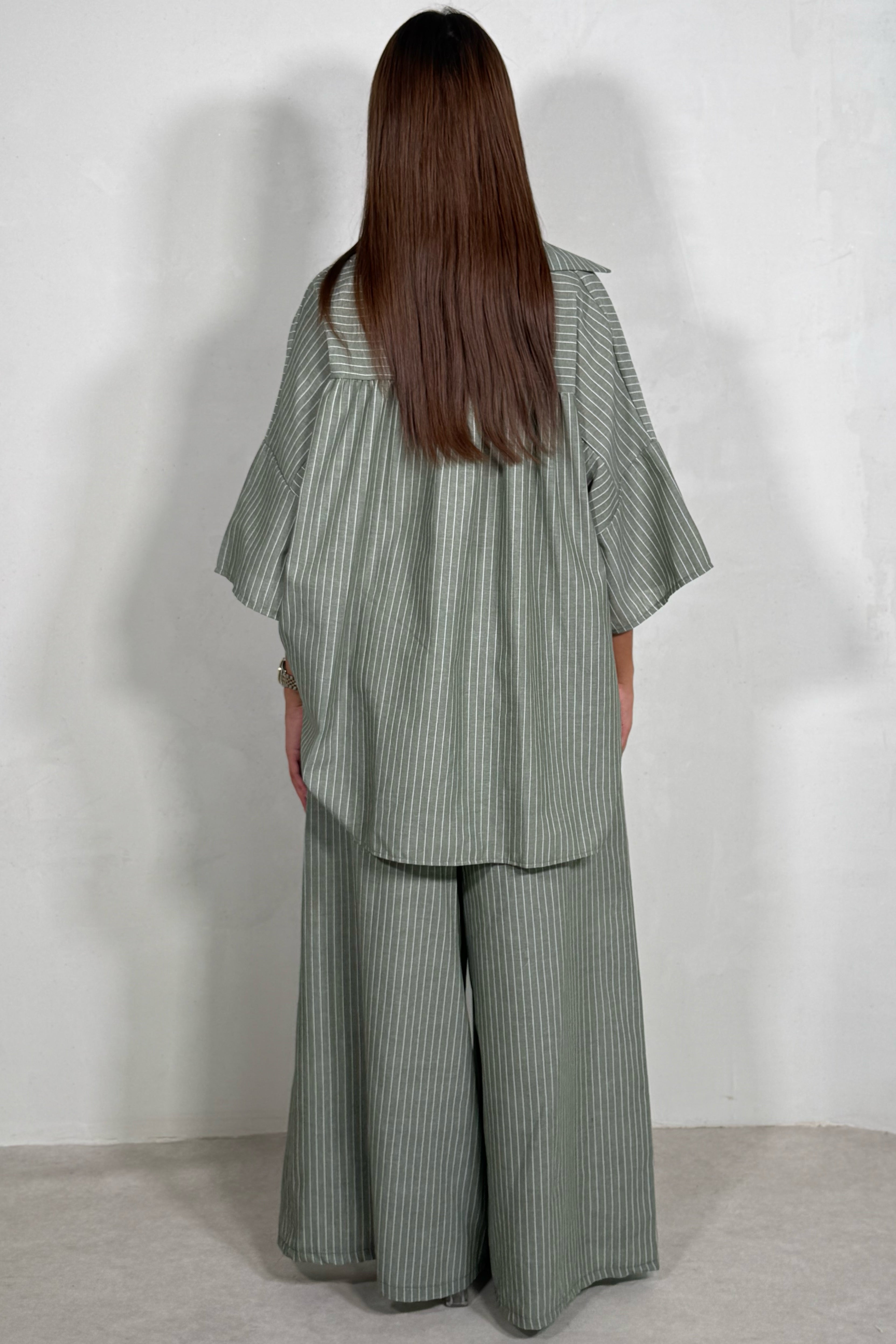 Ensemble Fluide Rayé Femme | Chemise Oversize & Pantalon Large
