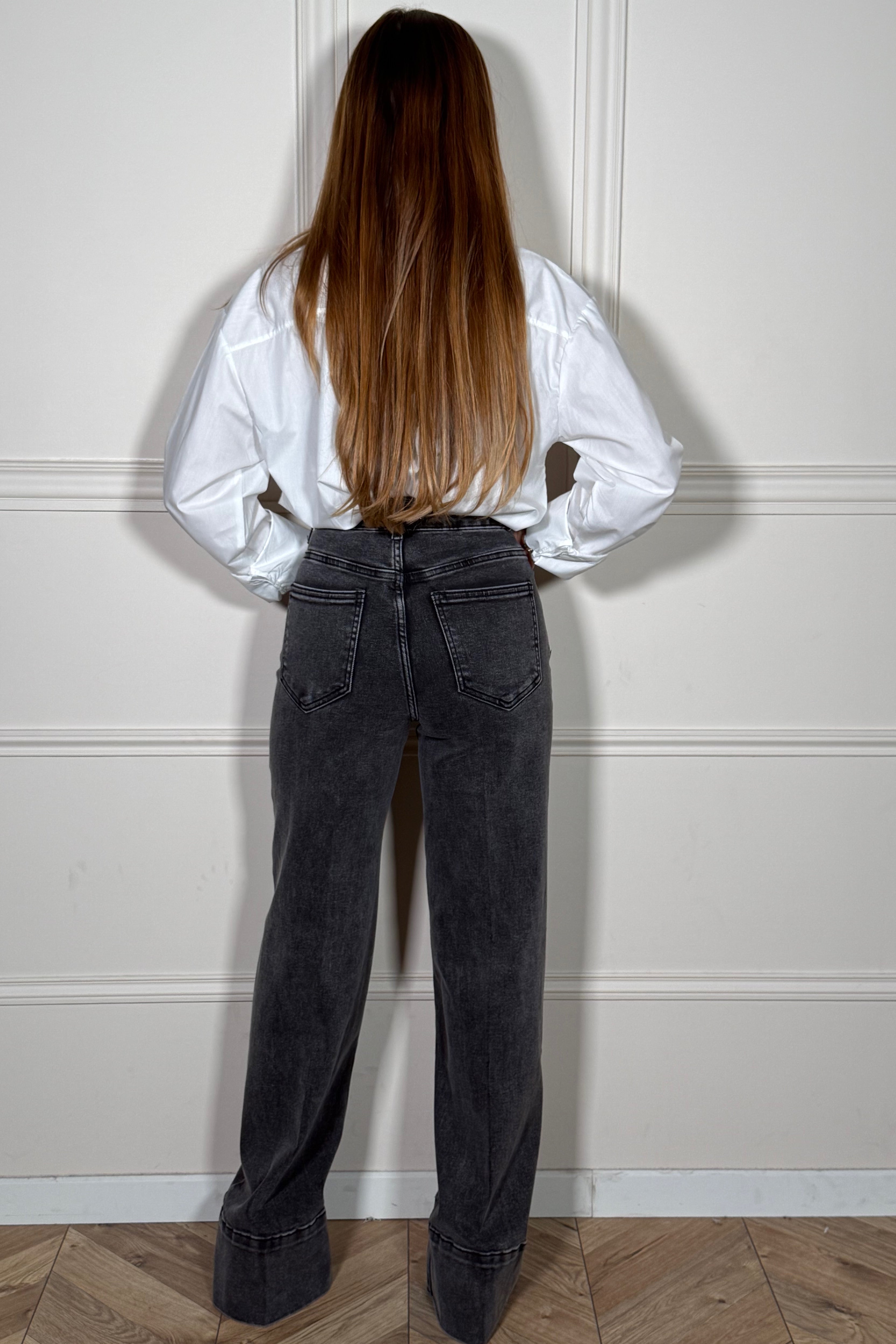 Jean Wide Leg Taille Haute à Revers - Coupe Tendance Femme