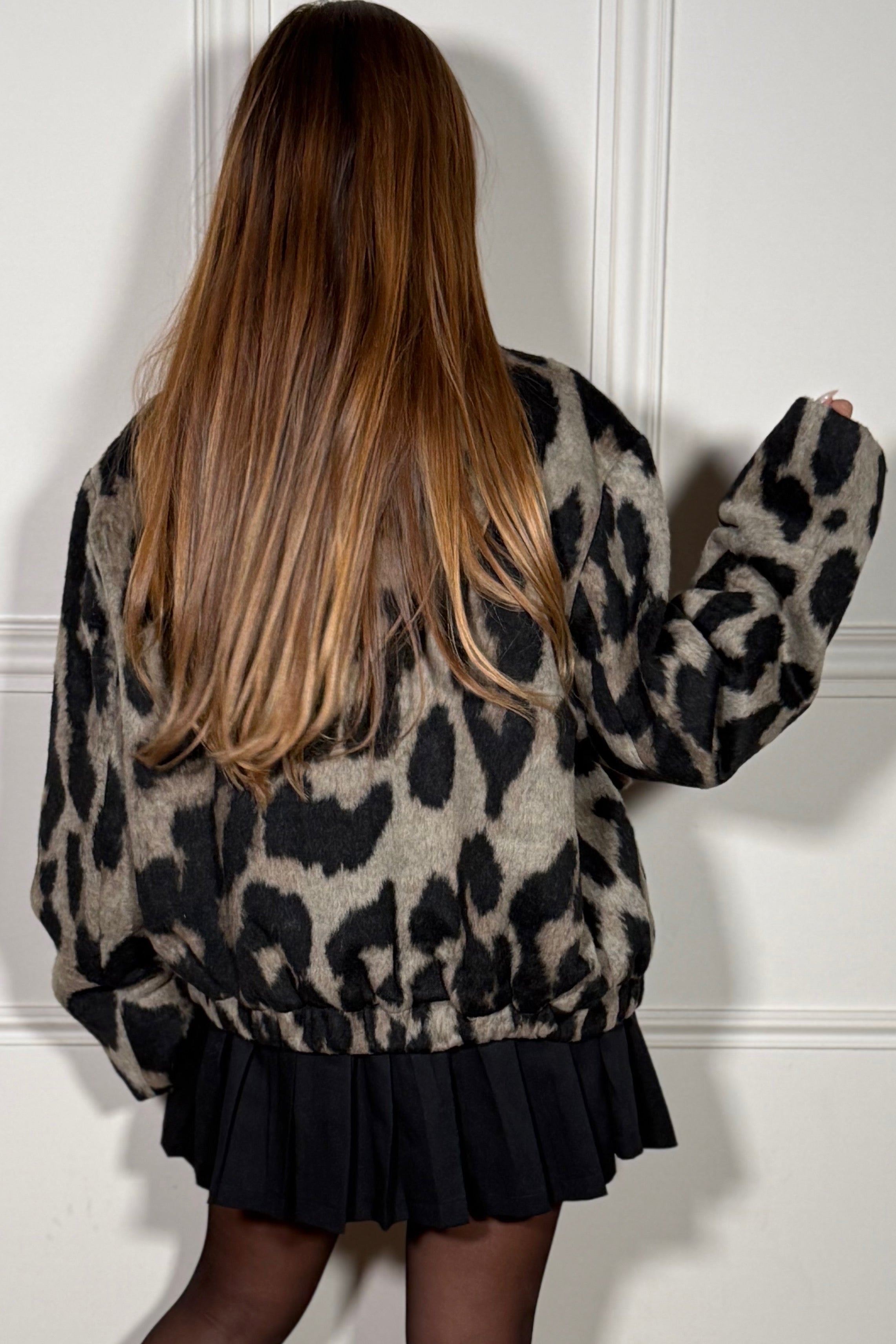 Veste Feutrée Imprimée Léopard - Élégance Sauvage Féminine