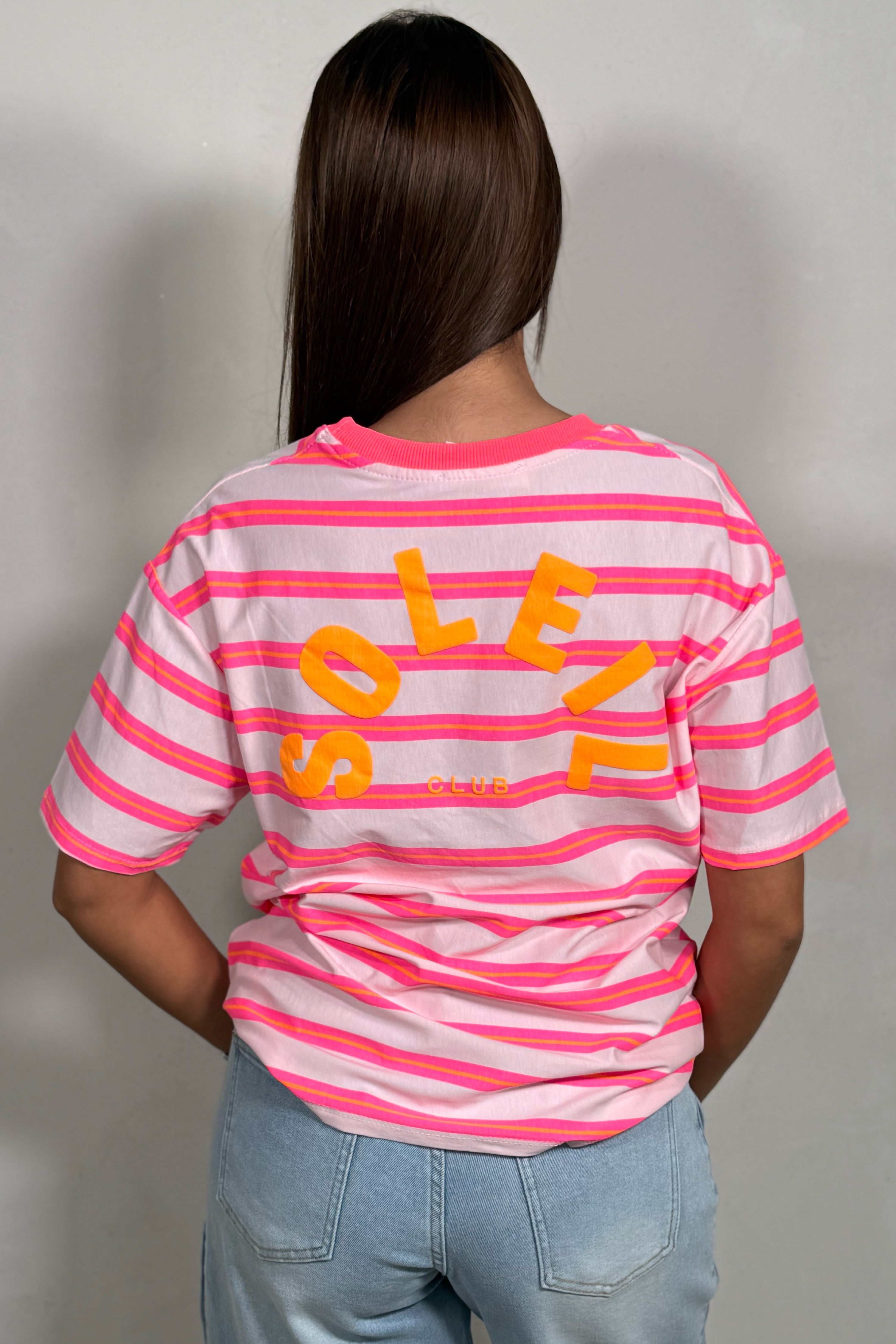 T-shirt Oversize Rayé Inscription Soleil – Esprit Estival Femme