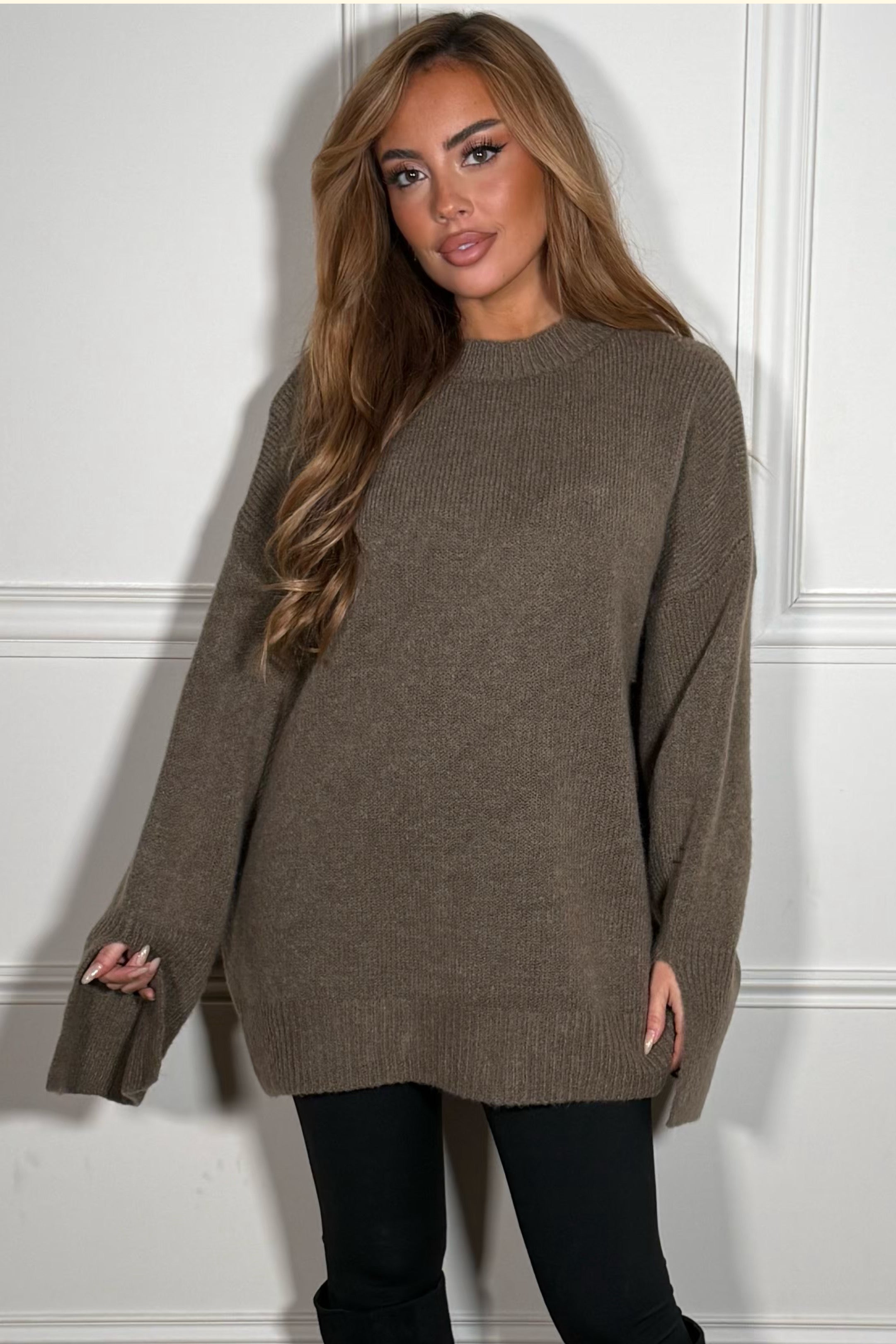 Pull Doux Col Rond Manches Fendues - Confort Élégant Femme