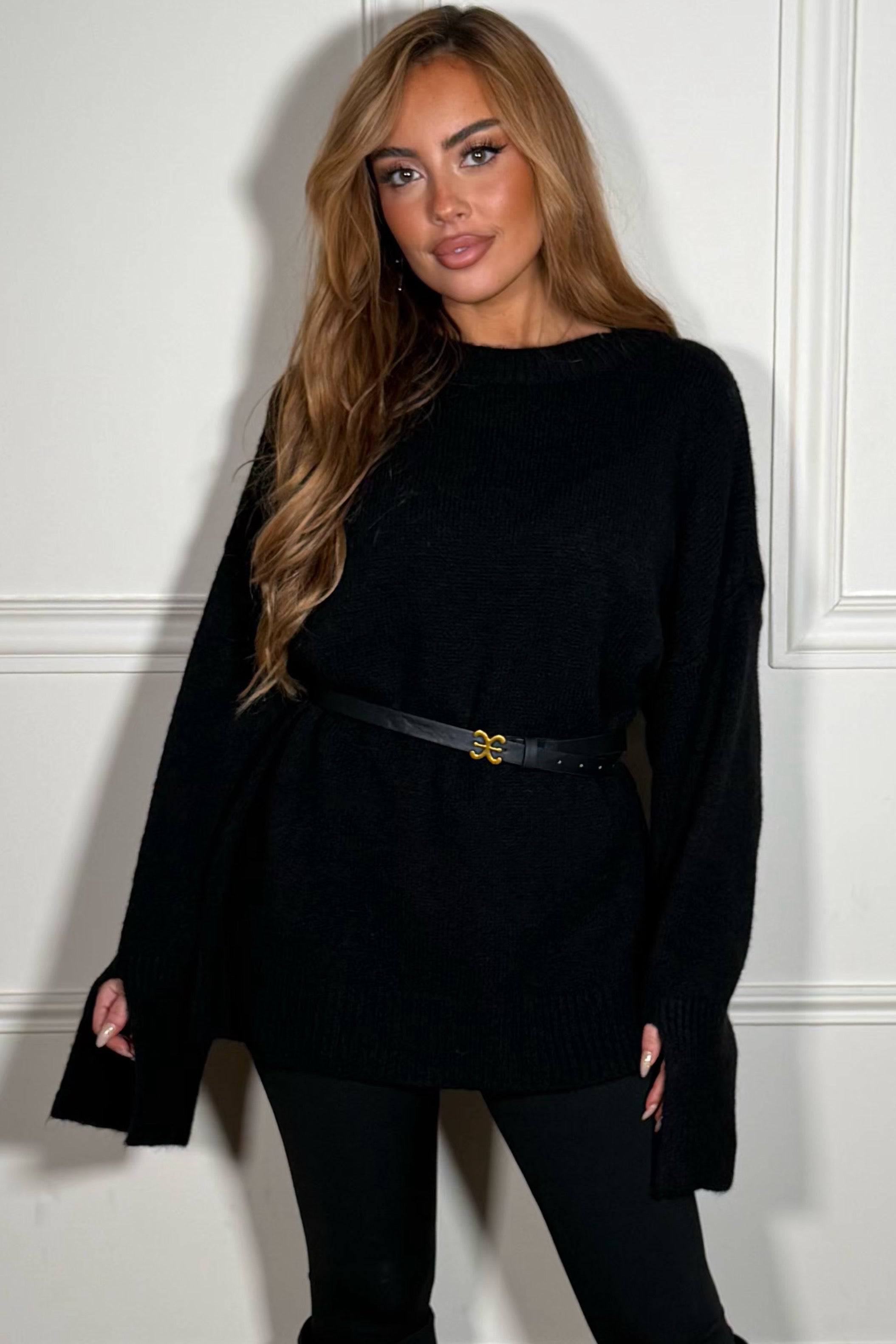 Pull Doux Col Rond Manches Fendues - Confort Élégant Femme