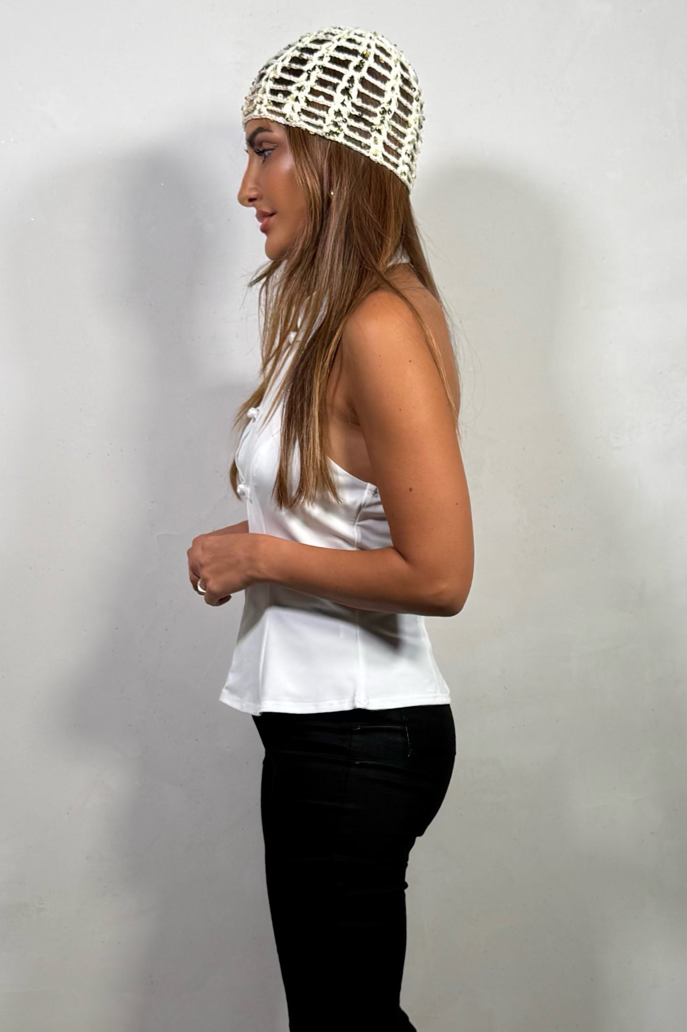 Top Dos-Nu Col Mandarin Fente Découpée – Sensuel & Moderne Femme