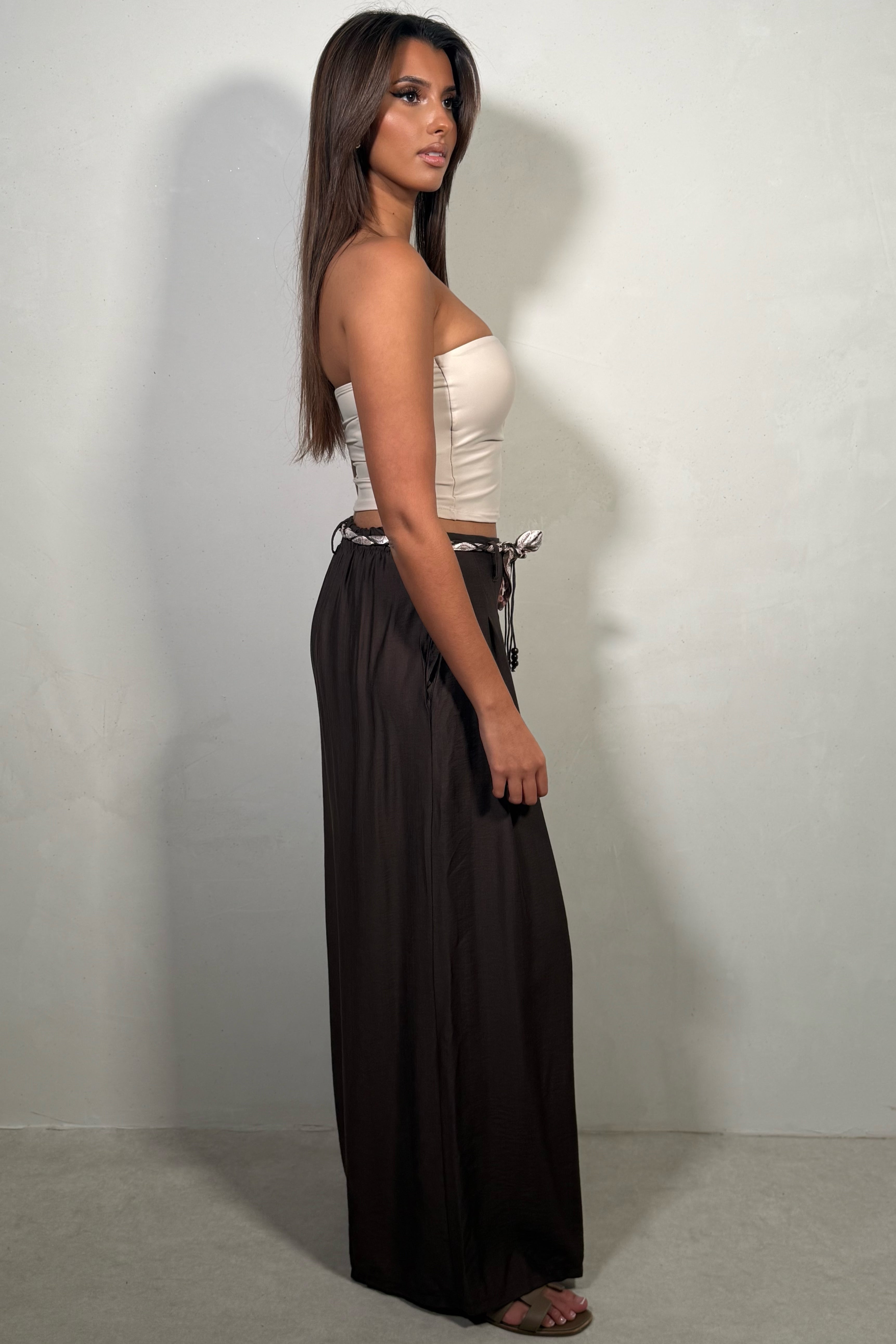 Pantalon Large Fluide Femme avec Ceinture - Style Bohème