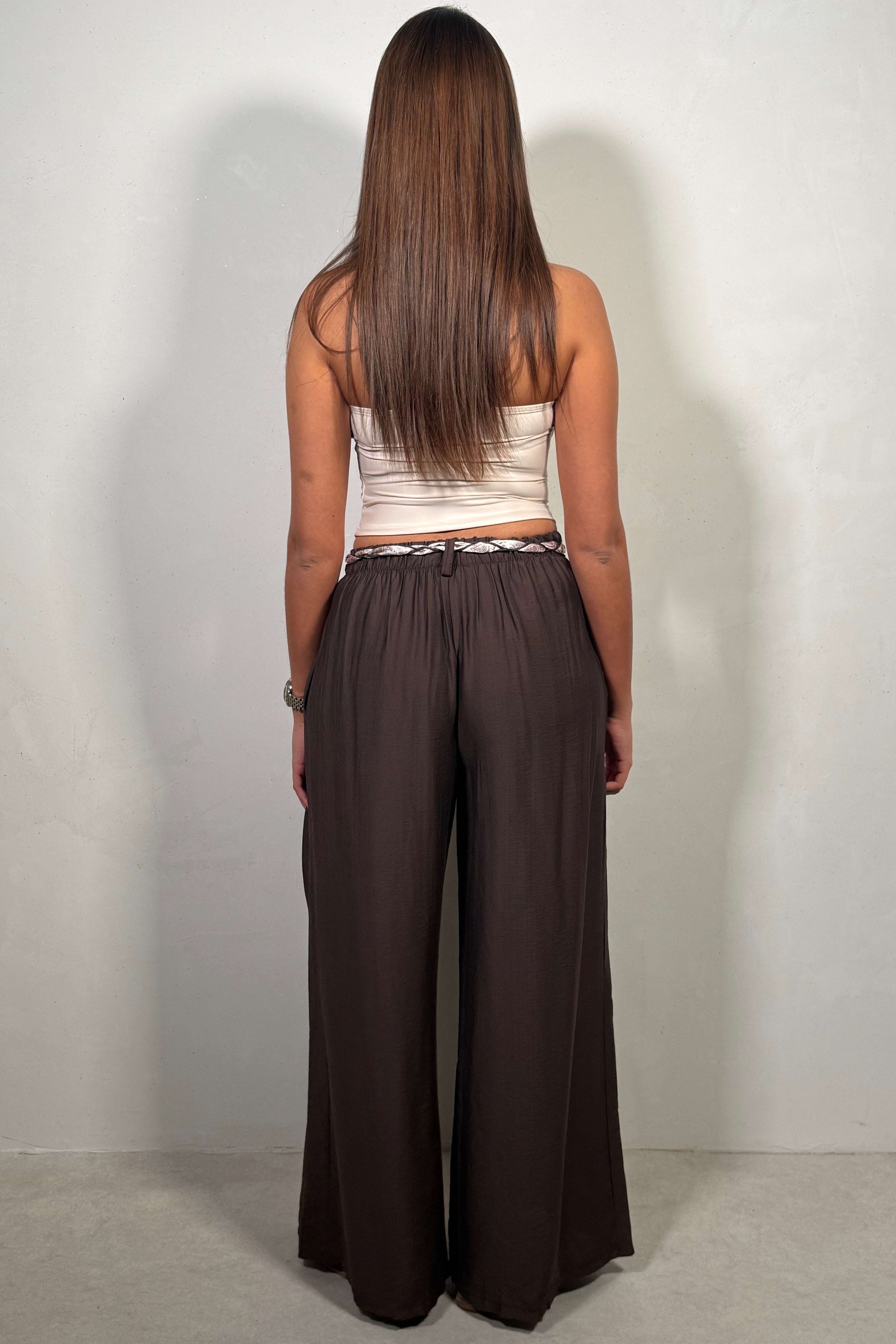 Pantalon Large Fluide Femme avec Ceinture - Style Bohème