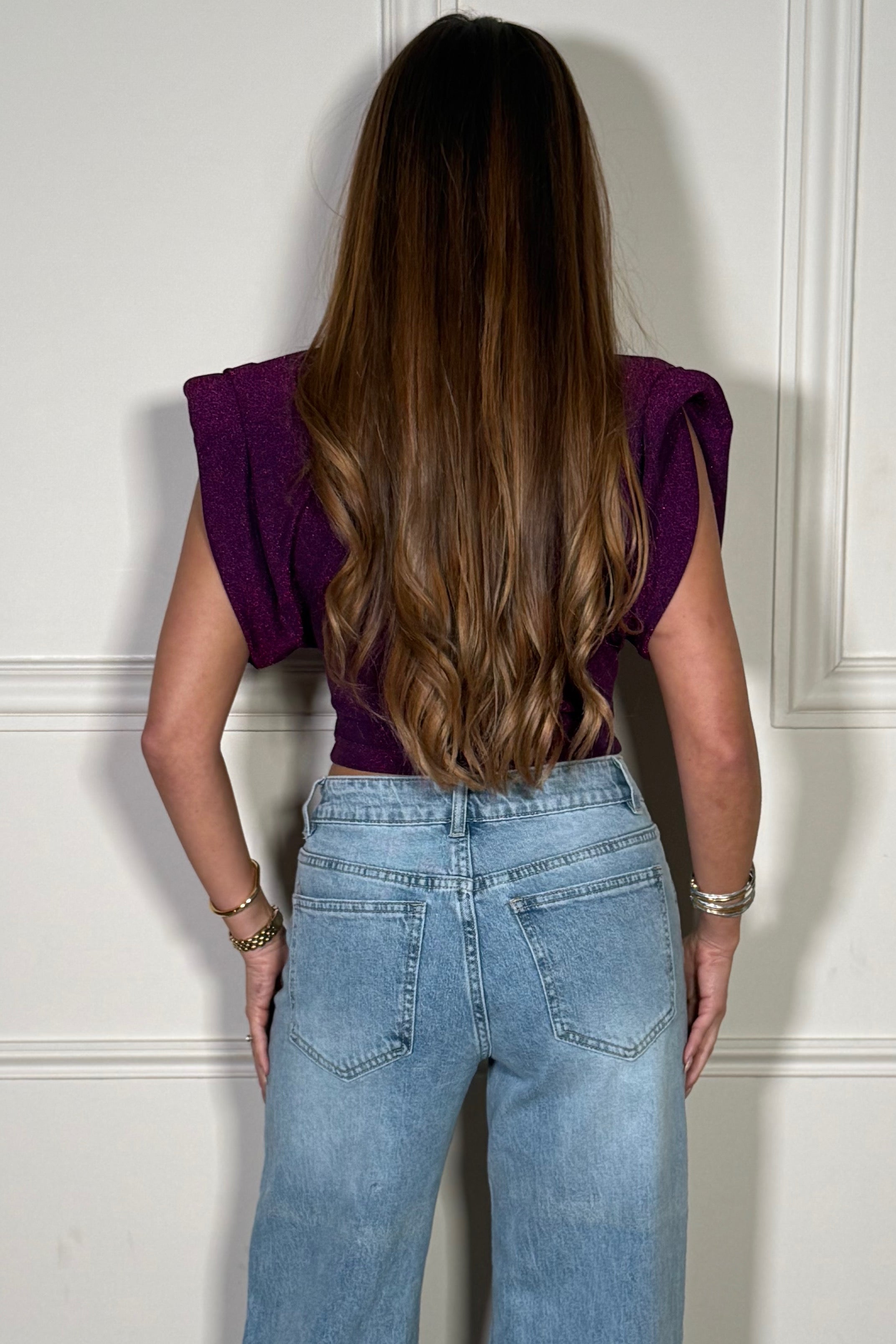 Top Épaules Dénudées à Épaulettes Lurex - Élégance Festive