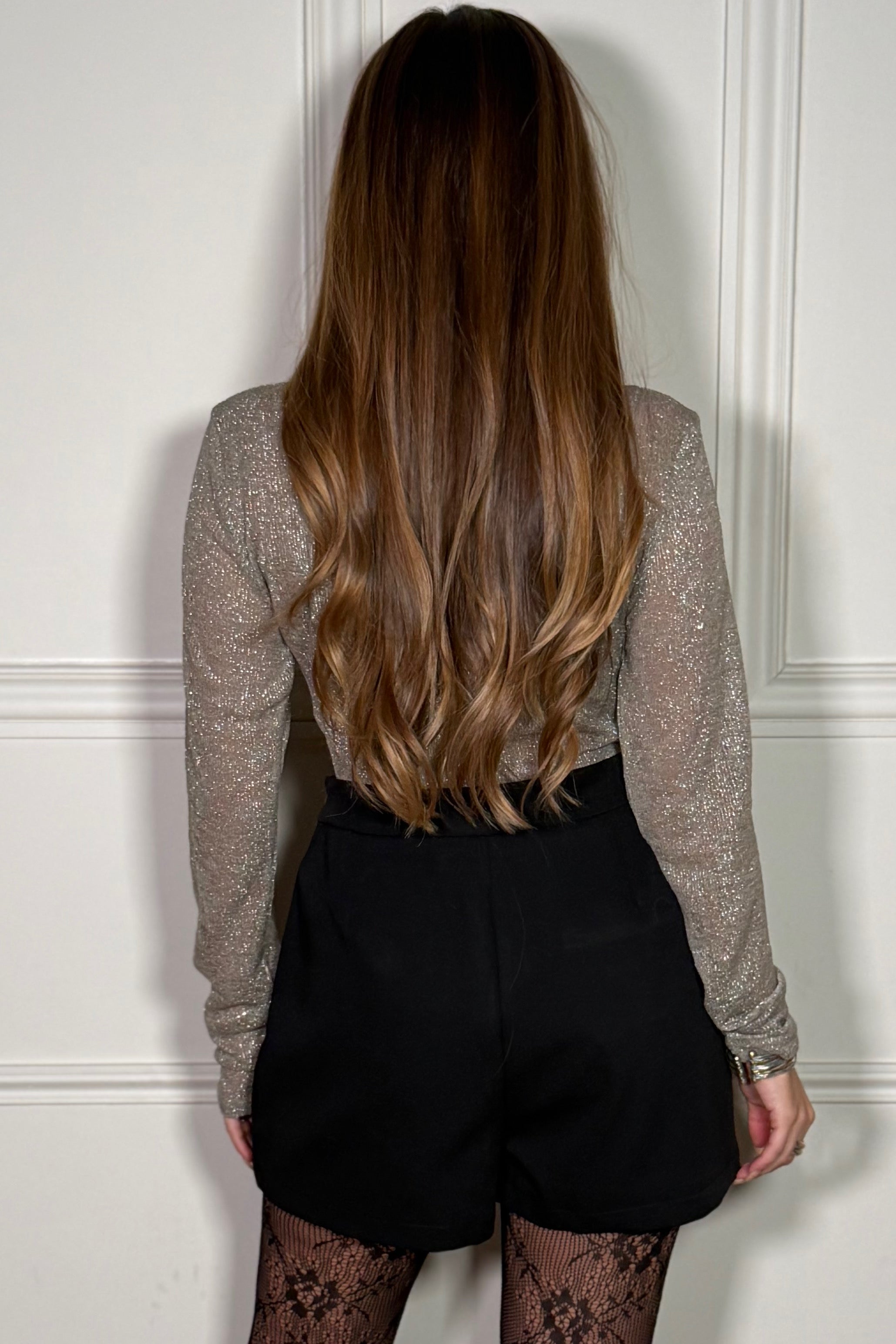 Top Lurex Brillant Col Montant - Élégance Festive Femme