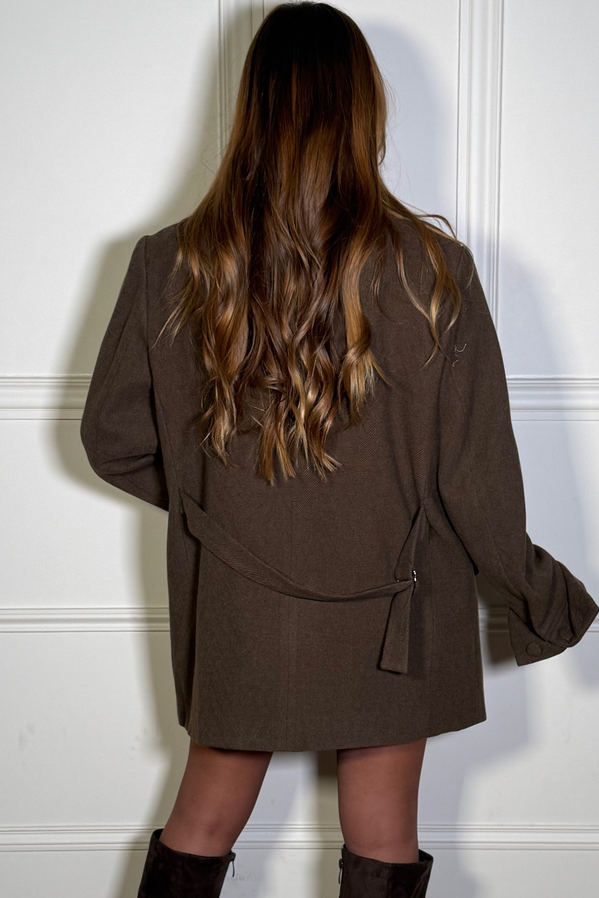 Manteau Blazer Croisé à Chevrons - Élégance Intemporelle pour Femme