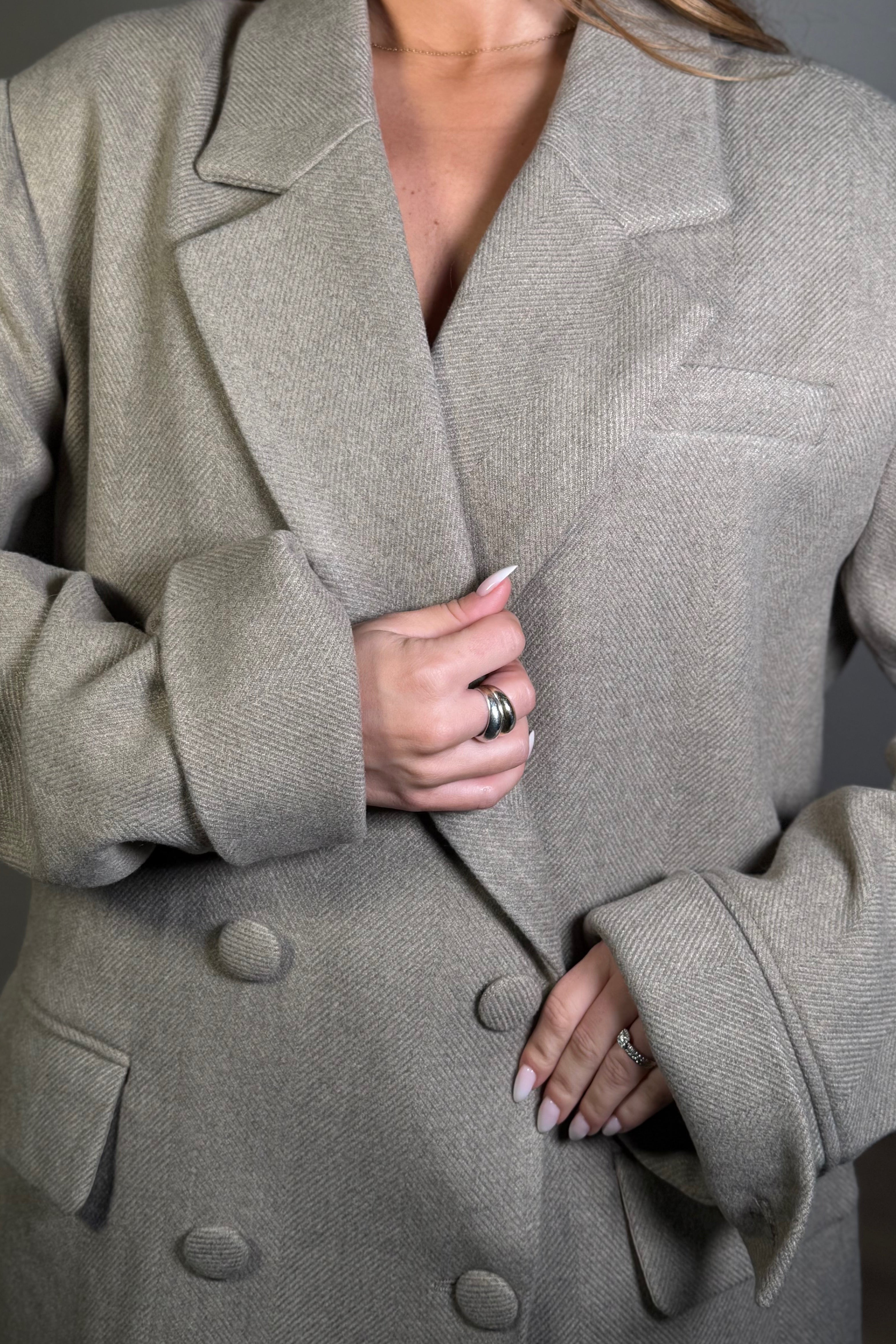 Manteau Blazer Croisé à Chevrons - Élégance Intemporelle pour Femme