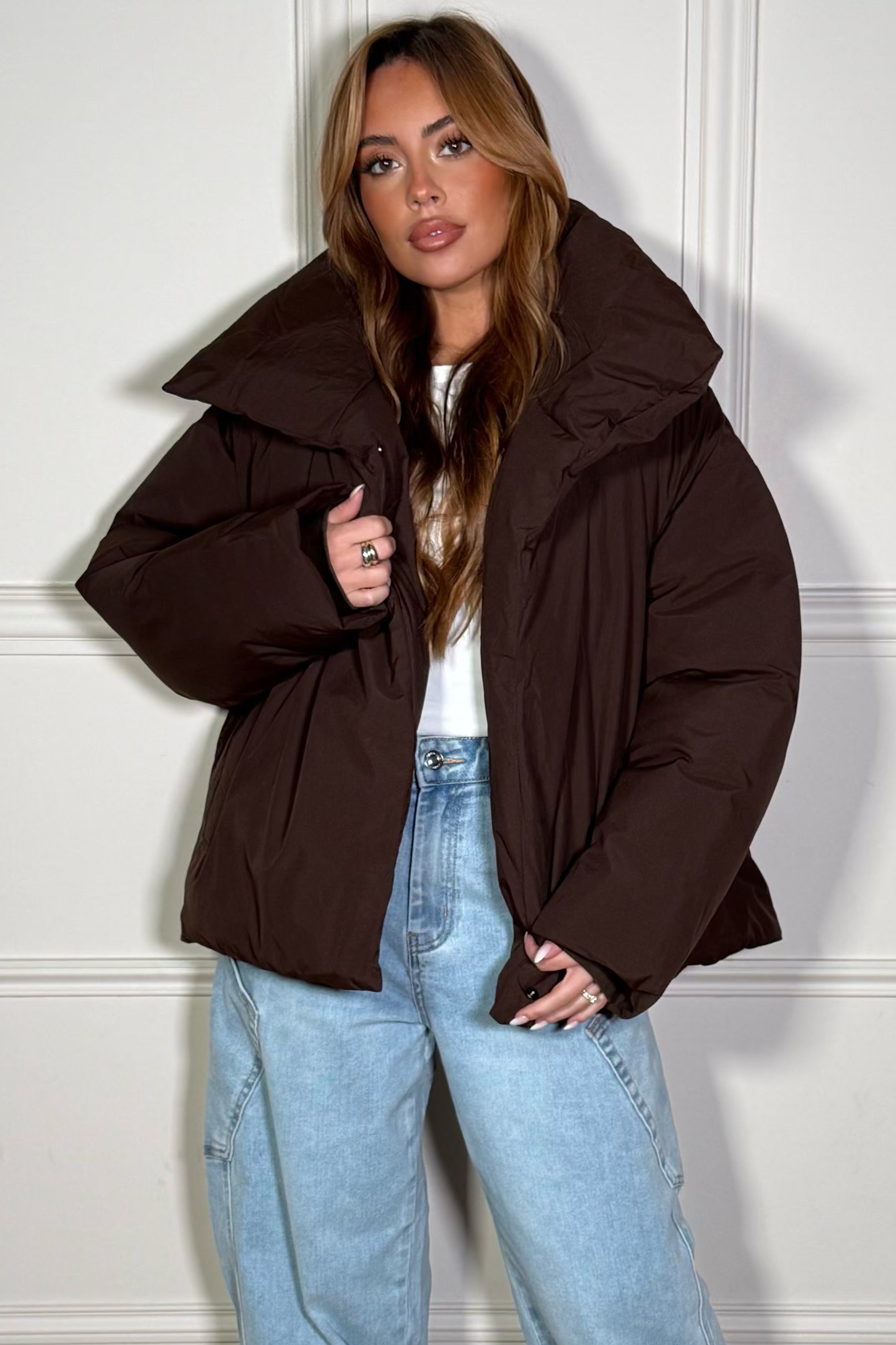 Doudoune croisée col montant femme, design élégant, protection hivernale