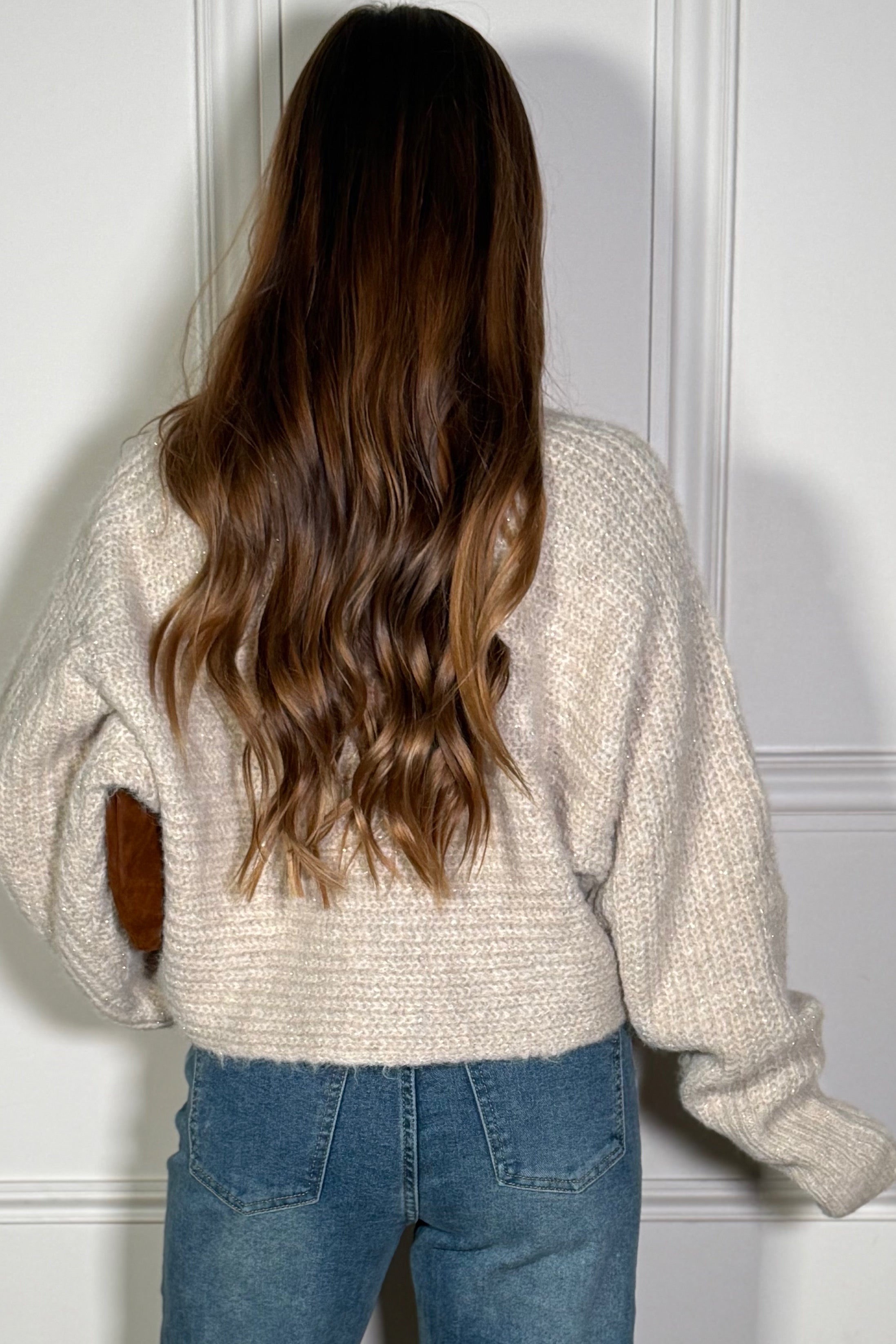 Pull Lurex Col Montant Femme