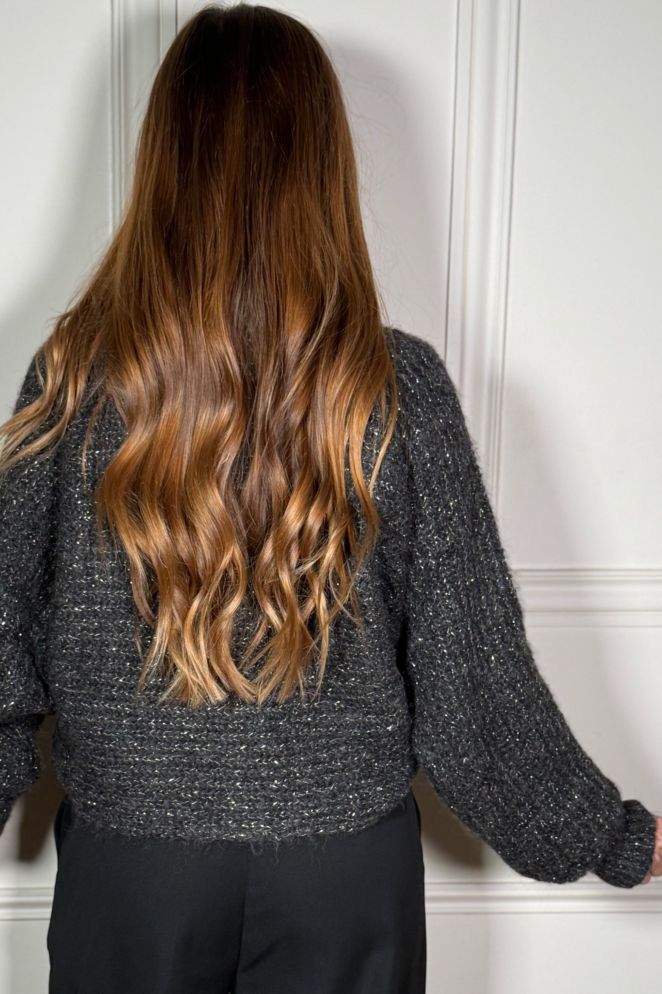 Pull Lurex Col Montant Femme