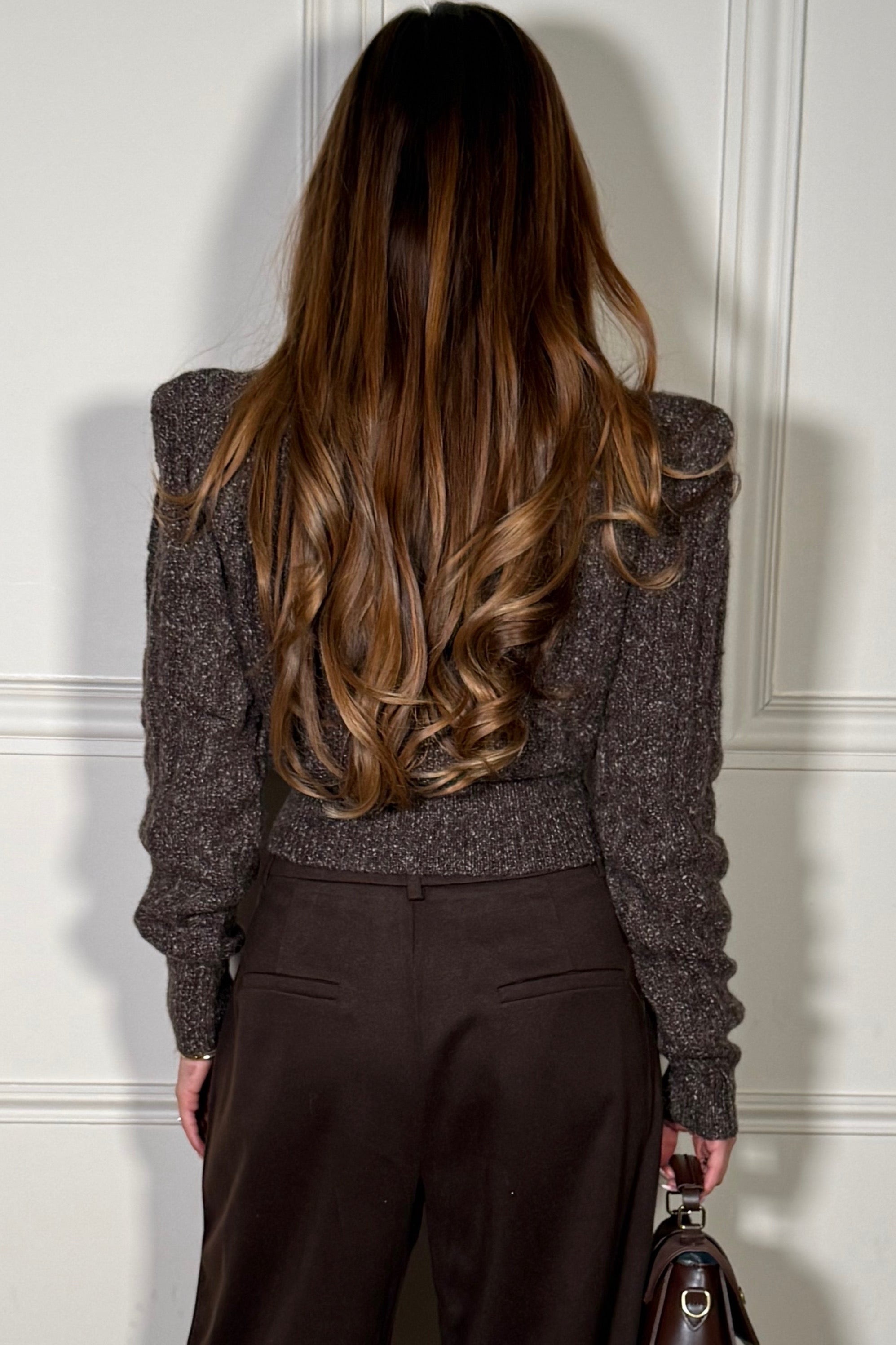 Pull Chiné Femme à Zip et Épaulettes - Style Sportswear Chic