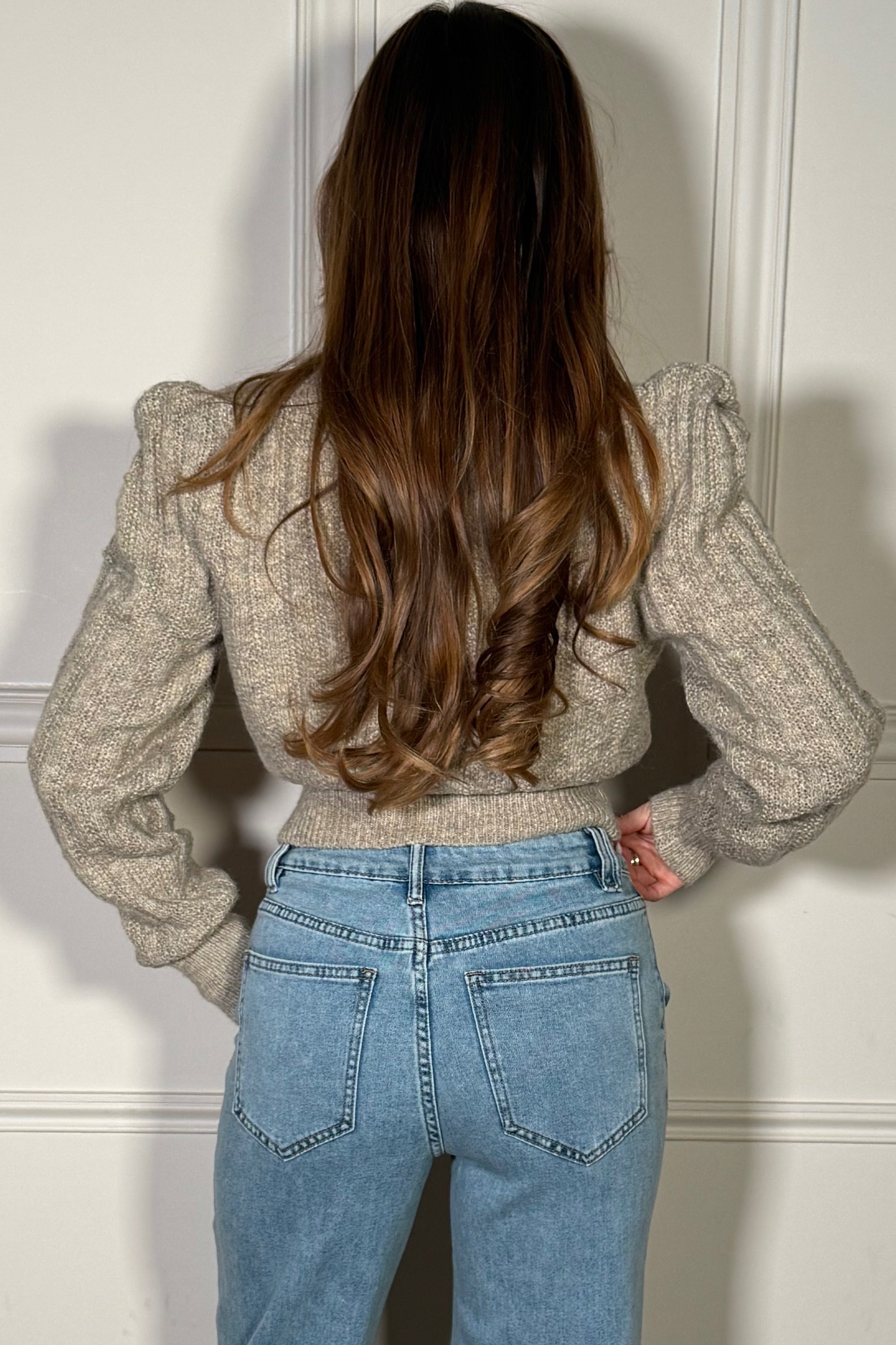 Pull Chiné Femme à Zip et Épaulettes - Style Sportswear Chic