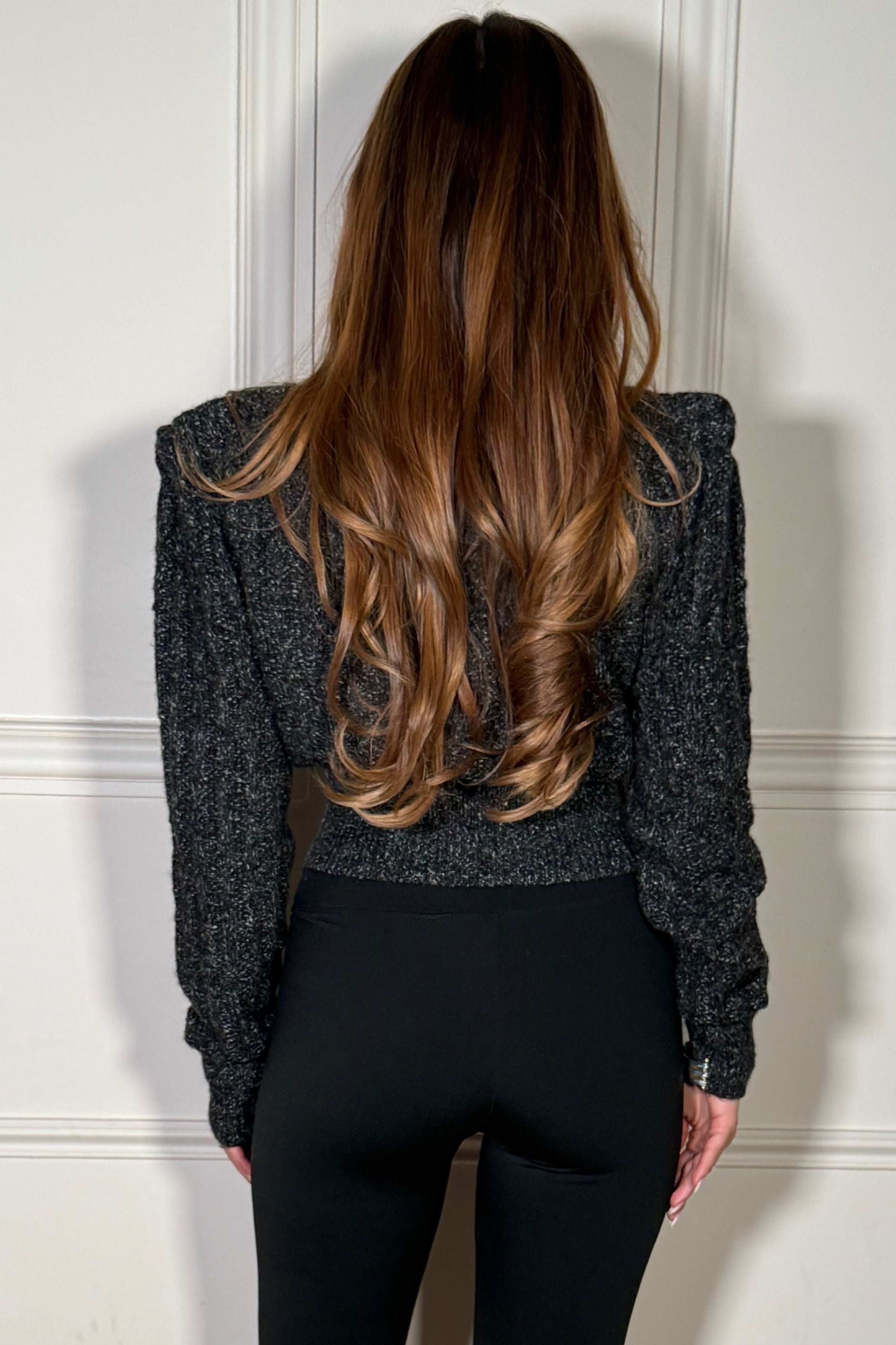 Pull Chiné Femme à Zip et Épaulettes - Style Sportswear Chic