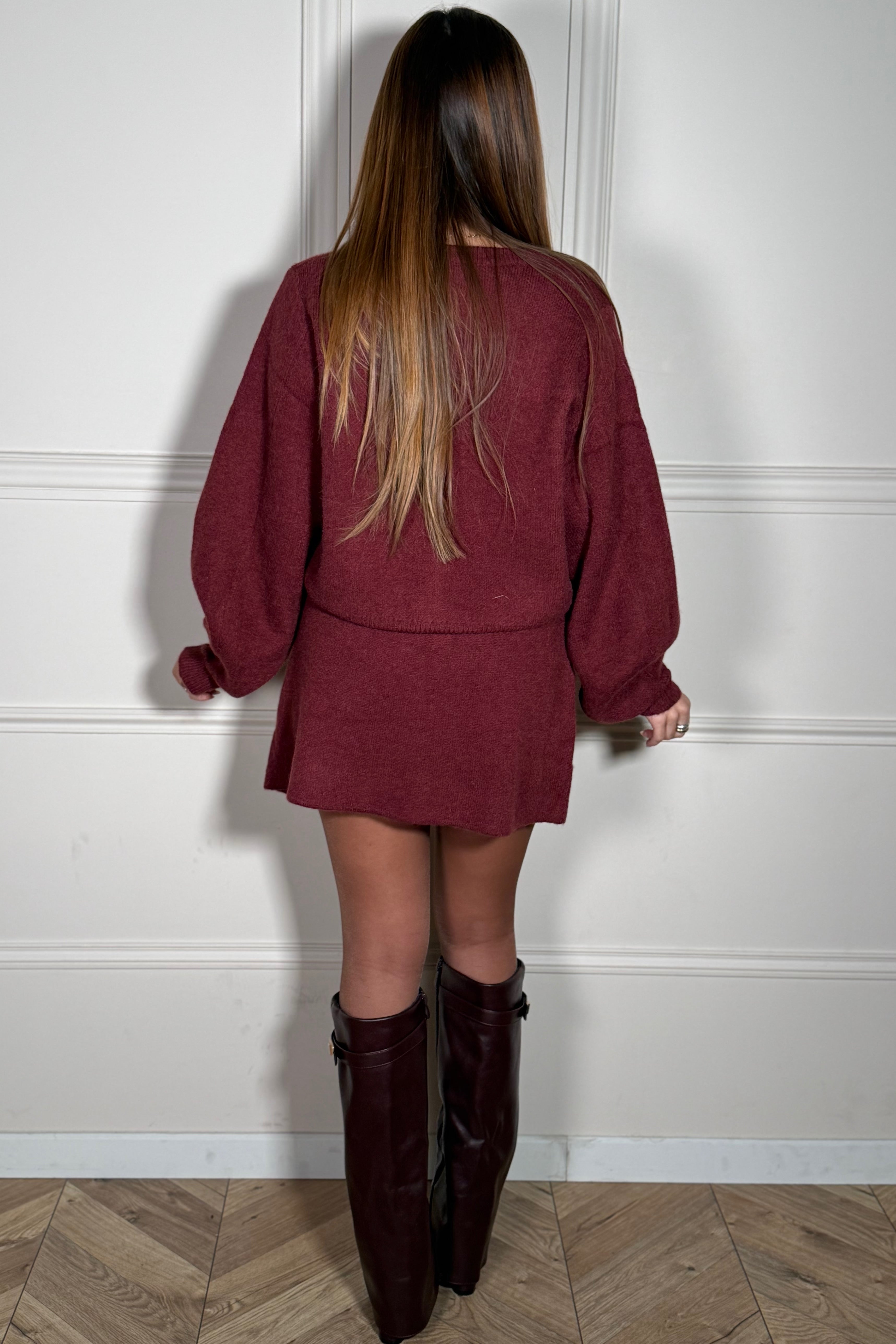 Ensemble Femme Maille Côtelée - Gilet et Jupe Longue Assortis