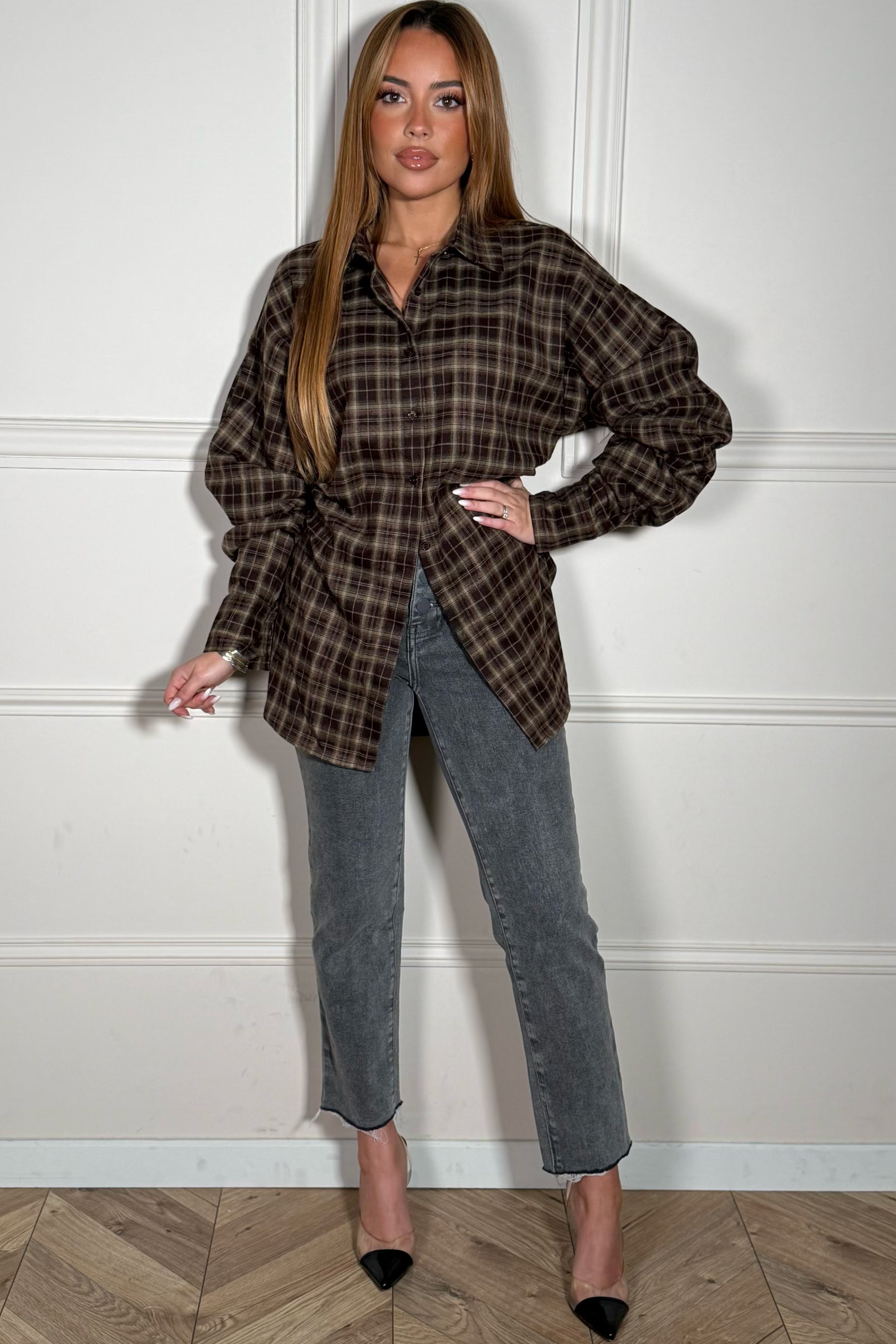 Chemise Manches Ballon Carreaux - Style Rétro Chic