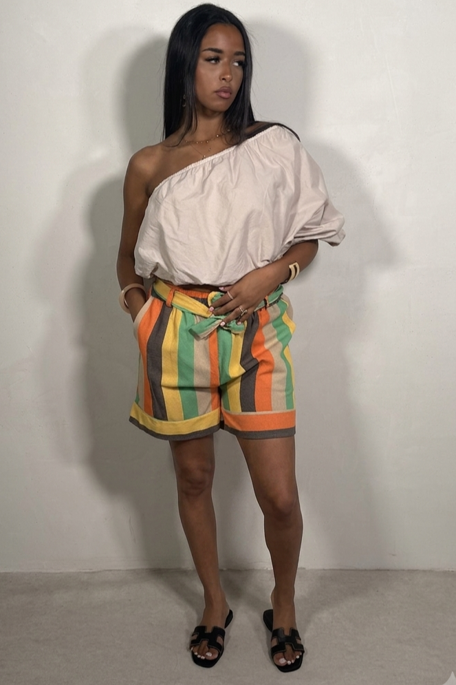 Short Femme Rayures Multicolore