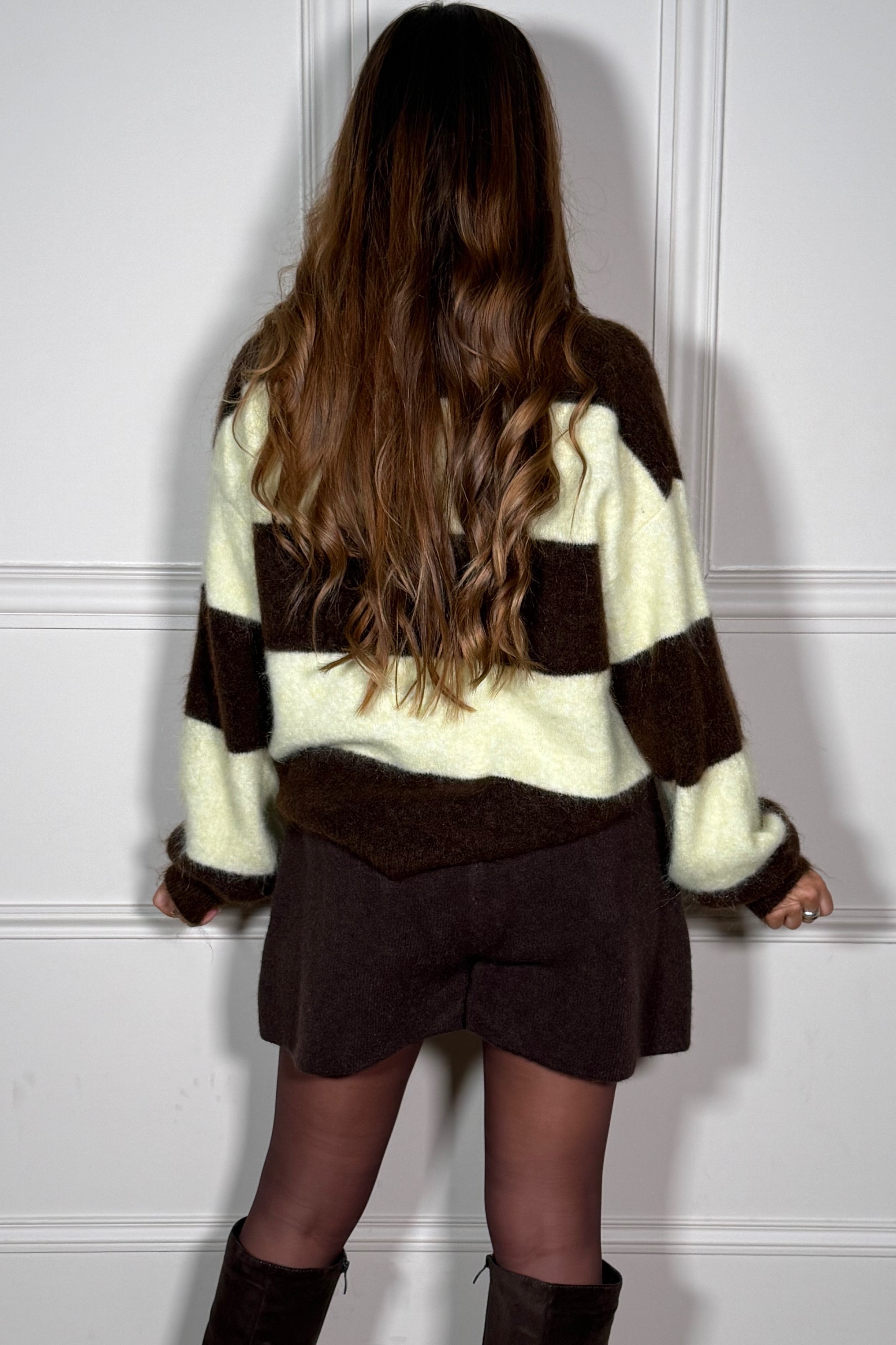 Pull Laine Rayé Col Boutonné - Élégance Preppy