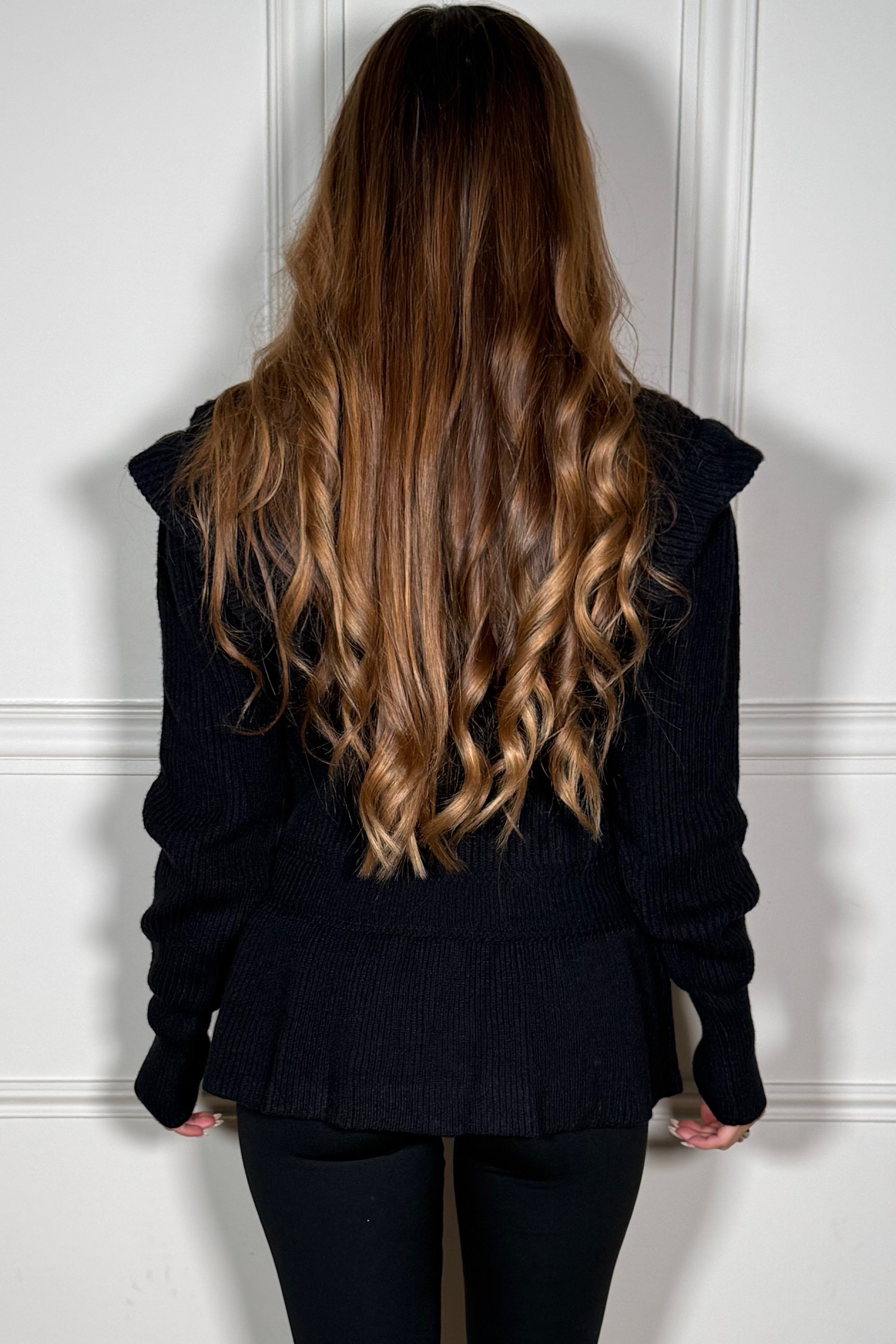 Pull Côtelé Péplum Épaulettes - Silhouette Structurée