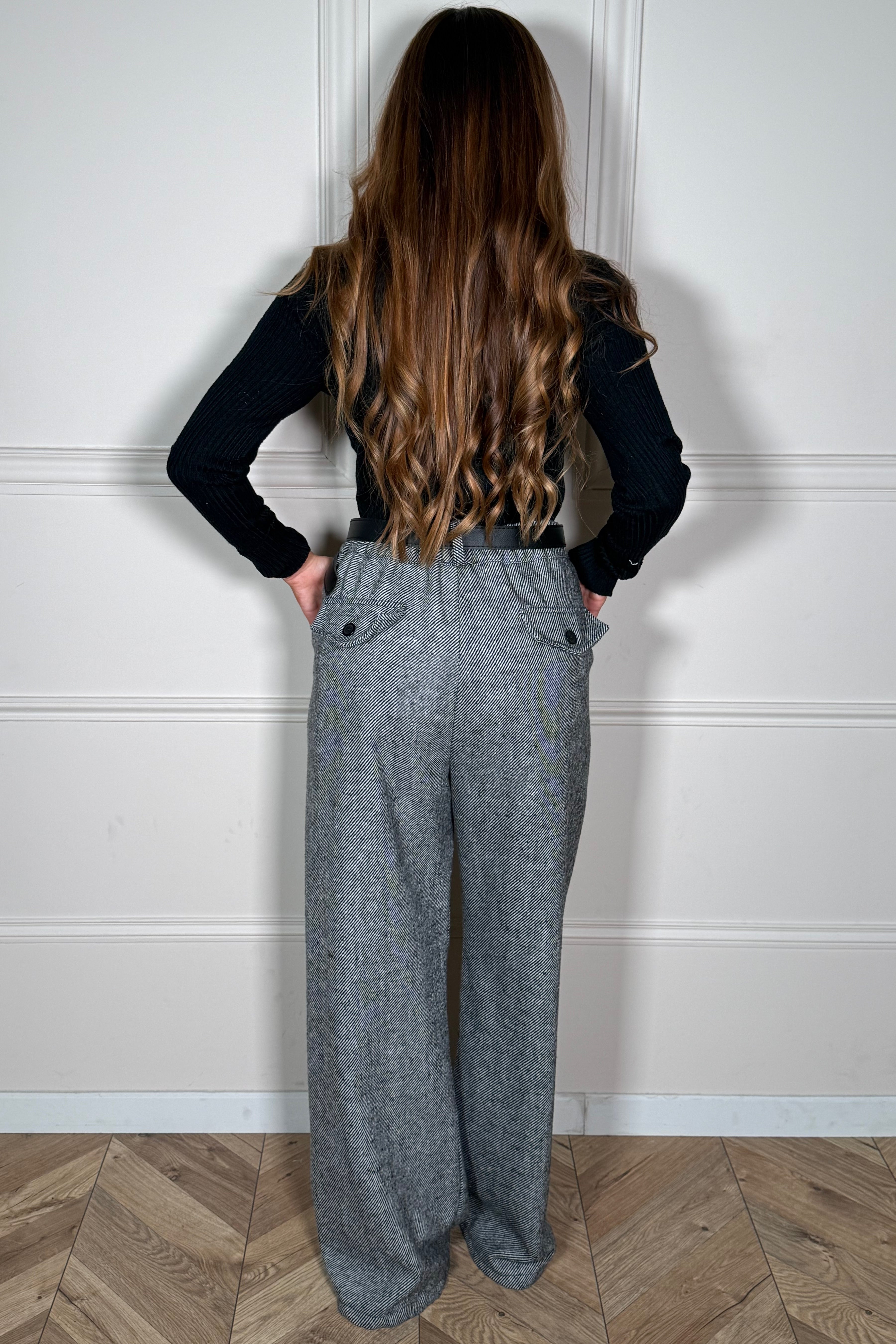 Pantalon Wide Leg Feutré - Élégance Texturée Fluide