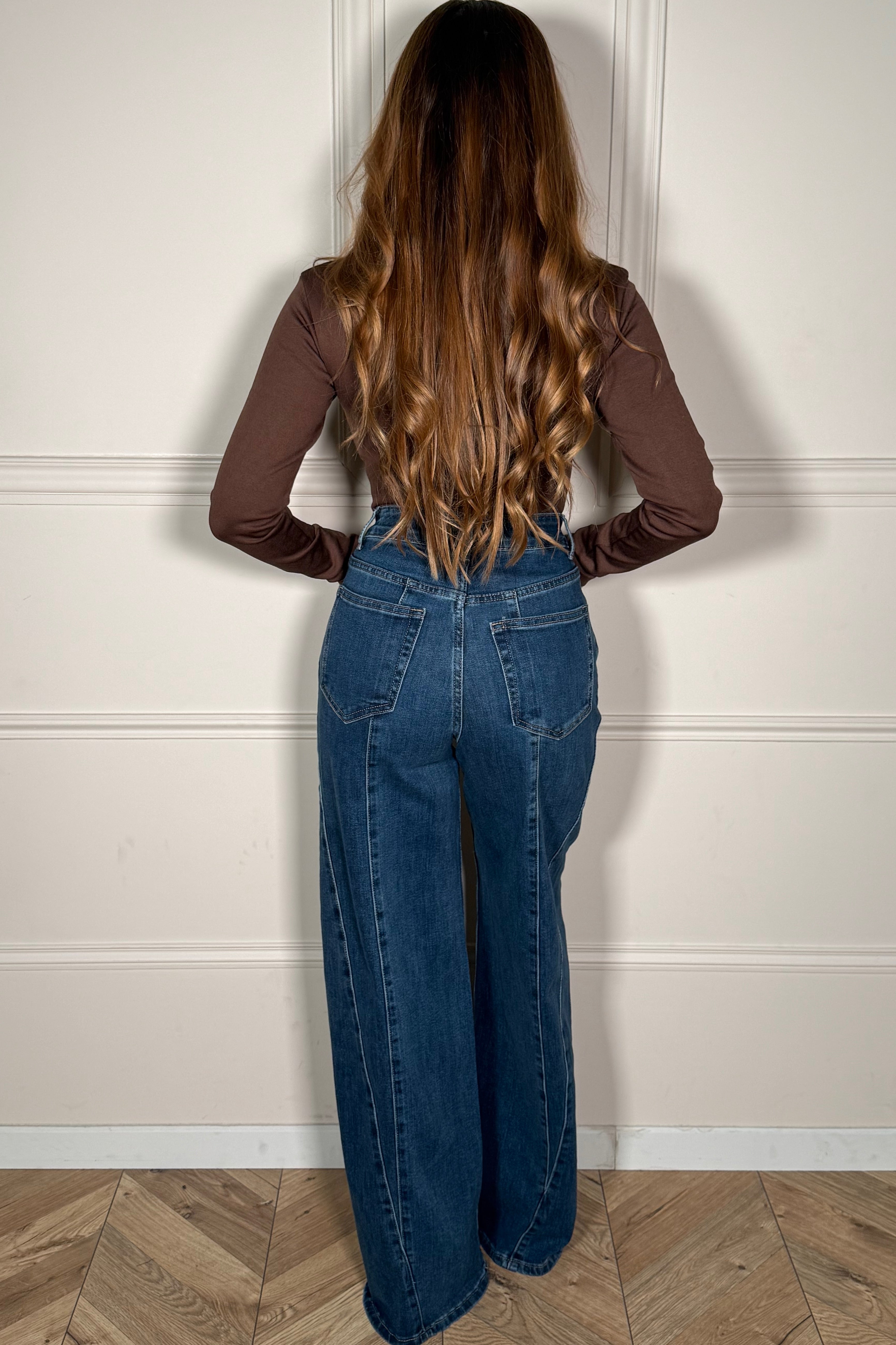Jean Wide Leg Couture - Denim Jambes Larges Élégant