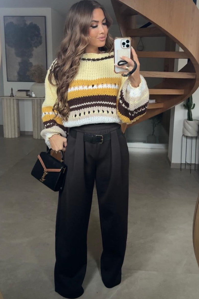 Pantalon Molleton Barrel Ceinturé - Confort Structuré