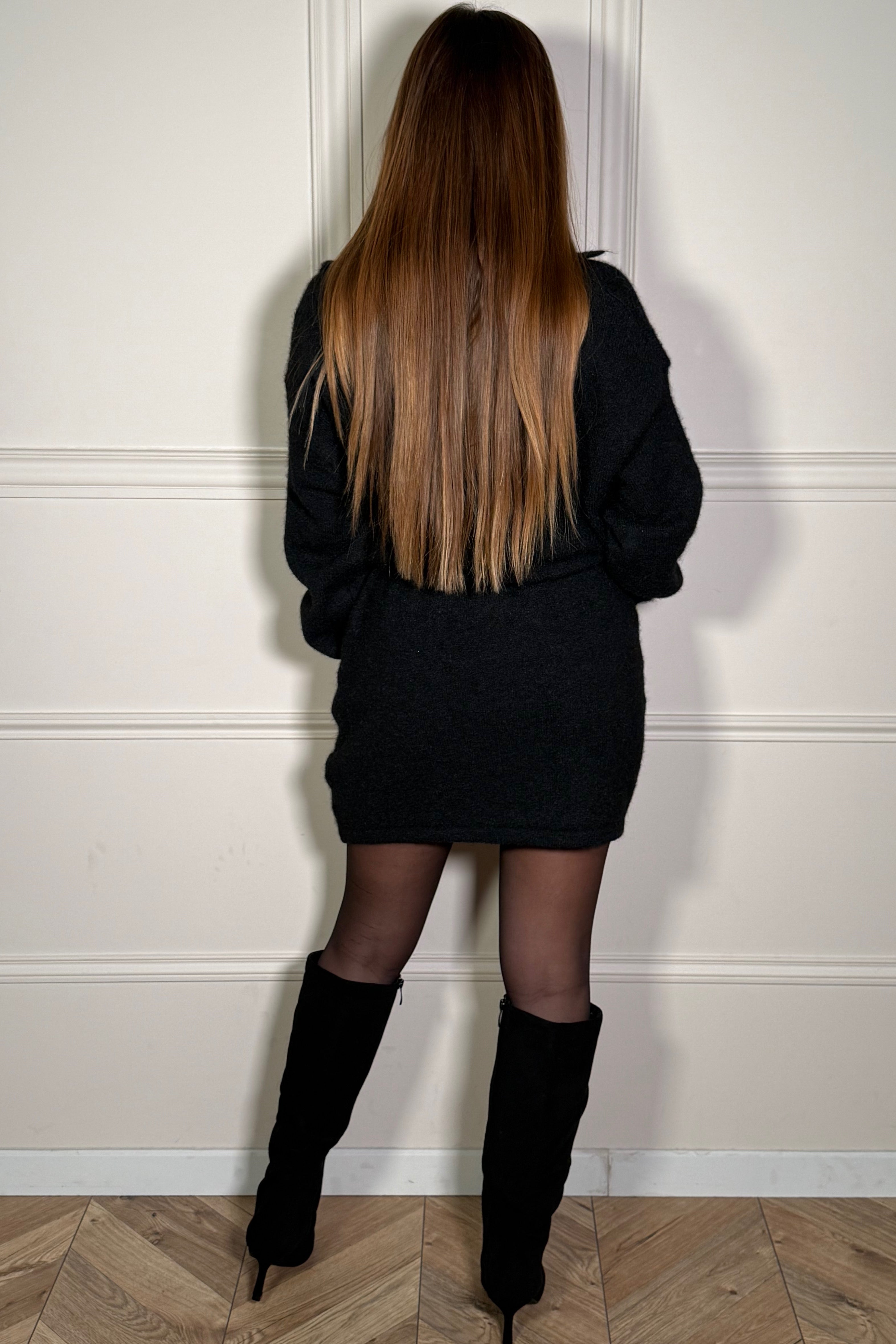 Ensemble Maille Pull Col V + Jupe Femme