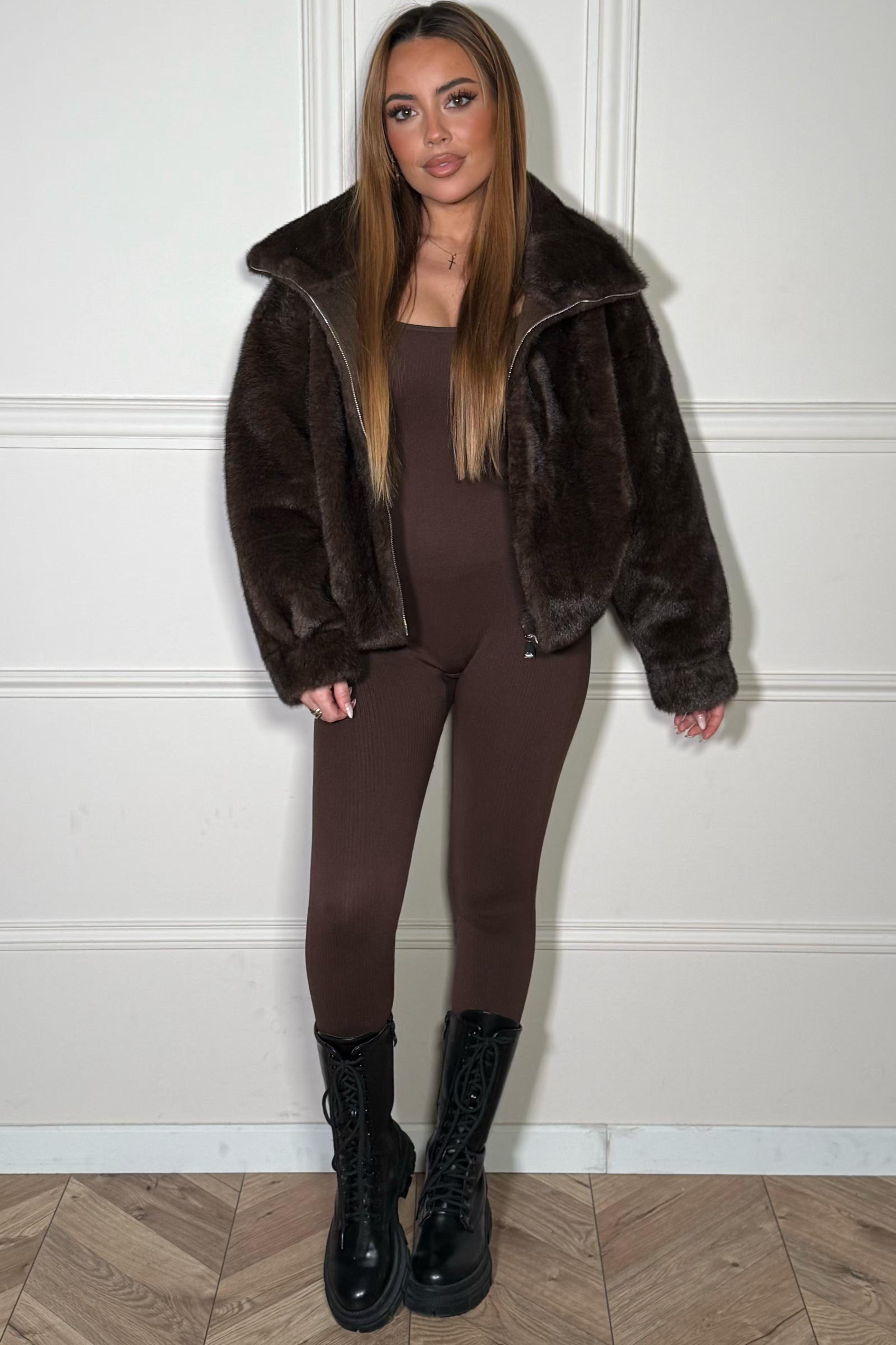 Bomber Capuche Fourrure Vegan Femme - Veste Aviateur Chaude