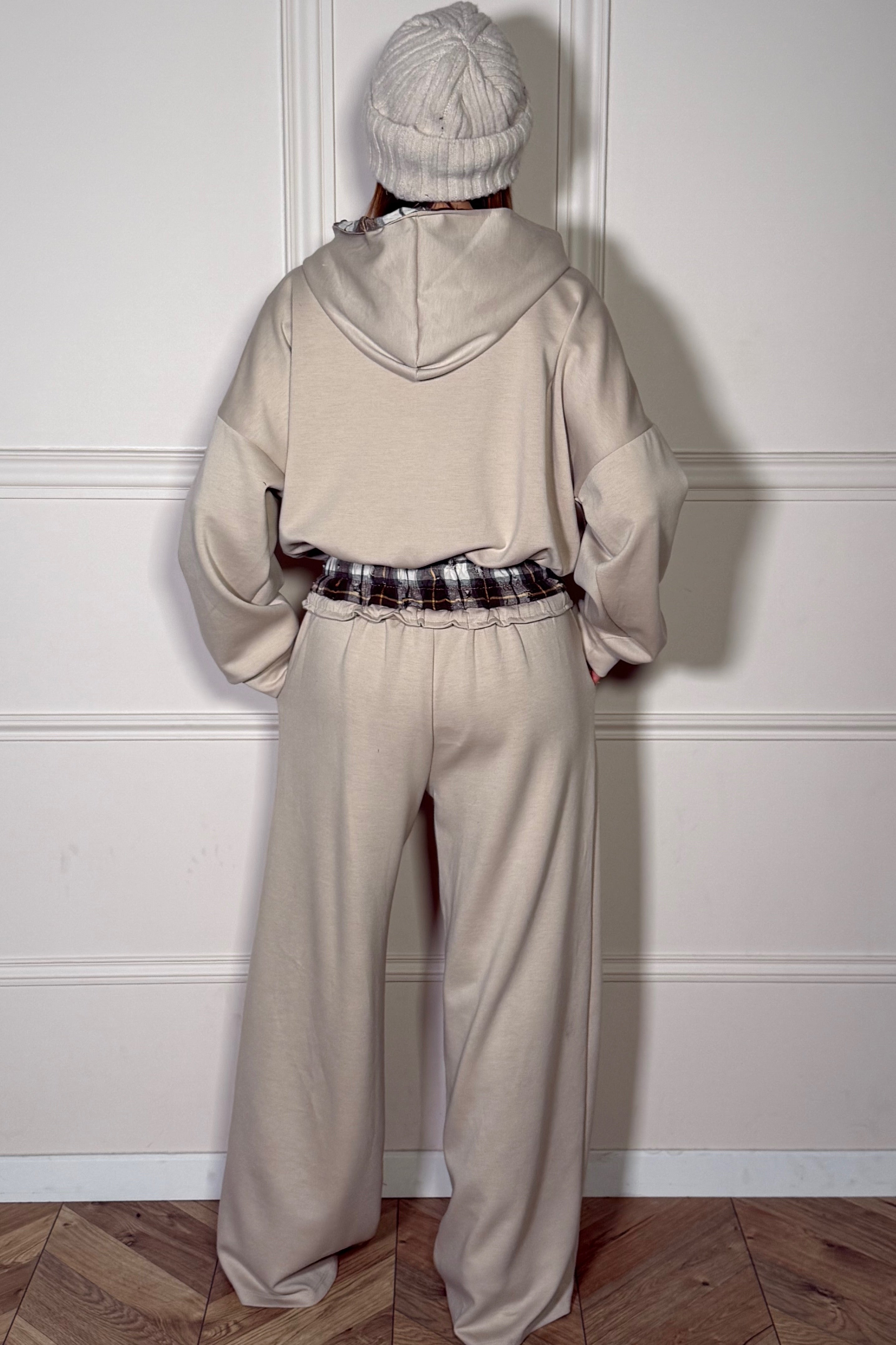 Ensemble Sweat et Jogging avec Empiècement à Carreaux Femme