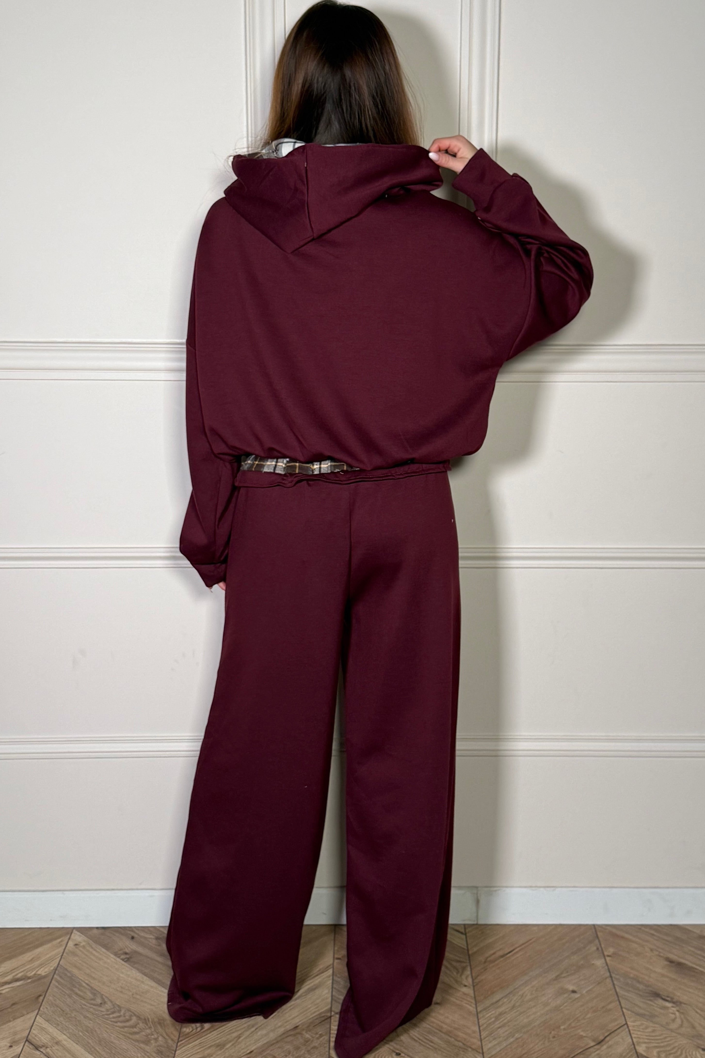 Ensemble Sweat et Jogging avec Empiècement à Carreaux Femme