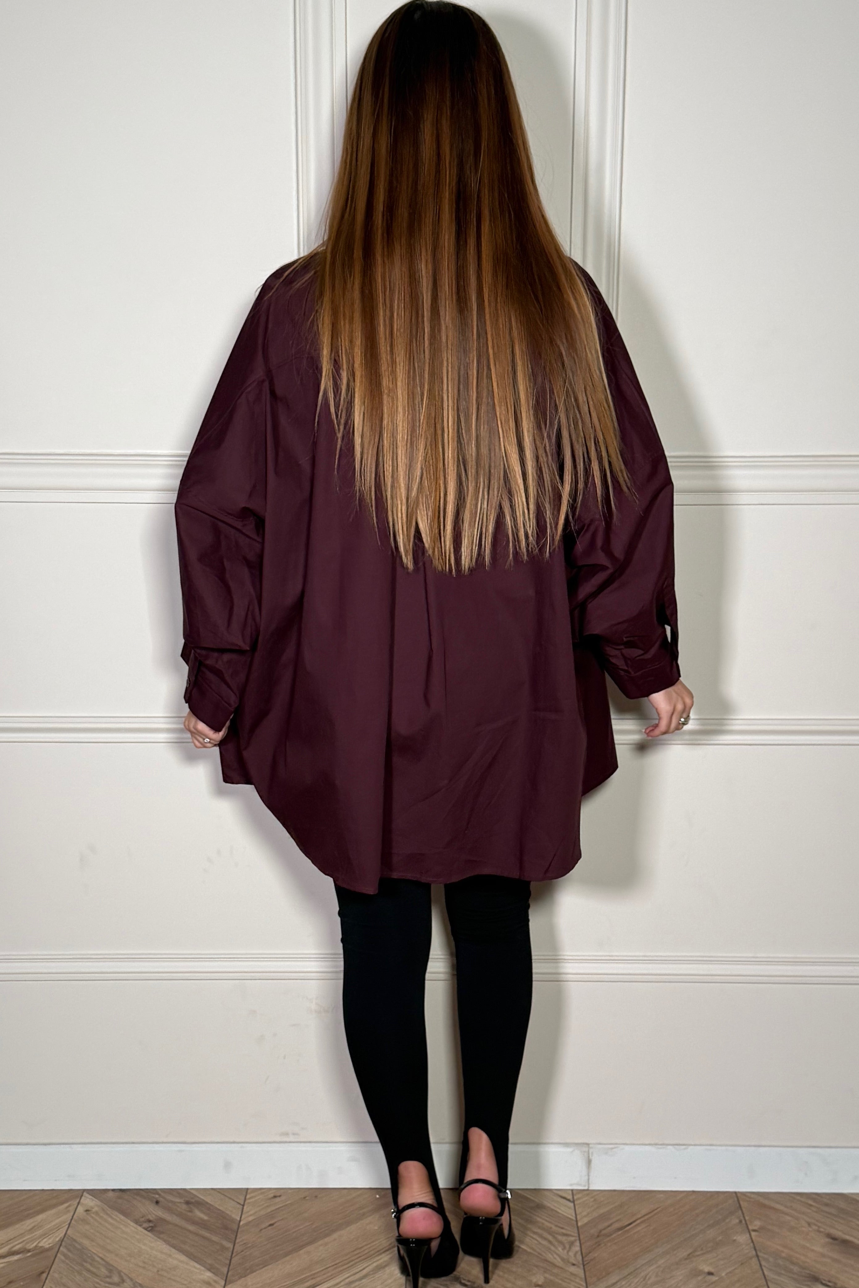 Chemise Oversize Manches Ballon Femme - Blouse Ample Coton